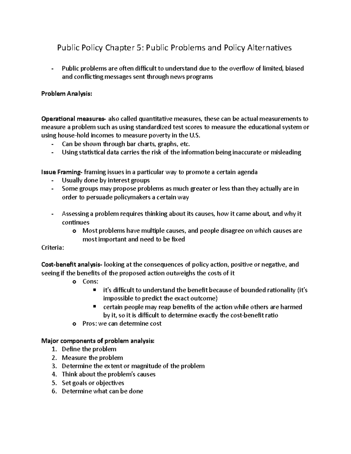 Public Policy Chapter 5 Notes - Public Policy Chapter 5: Public ...