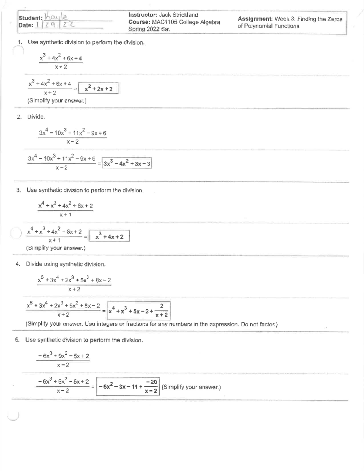 MAC1105 Finding Zeros of Polynomial Functions - MAC 1105 - Studocu