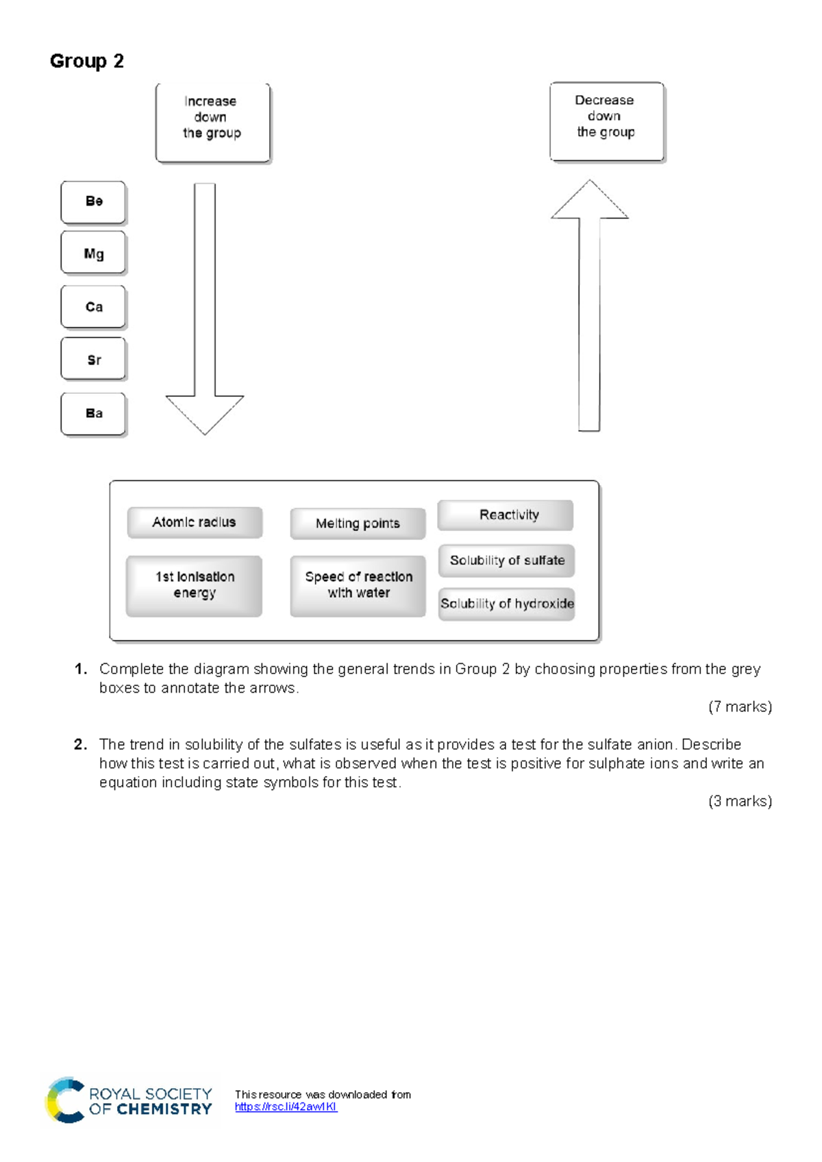 Group 2 and 7 Recap - Group 2 1. Complete the diagram showing the ...