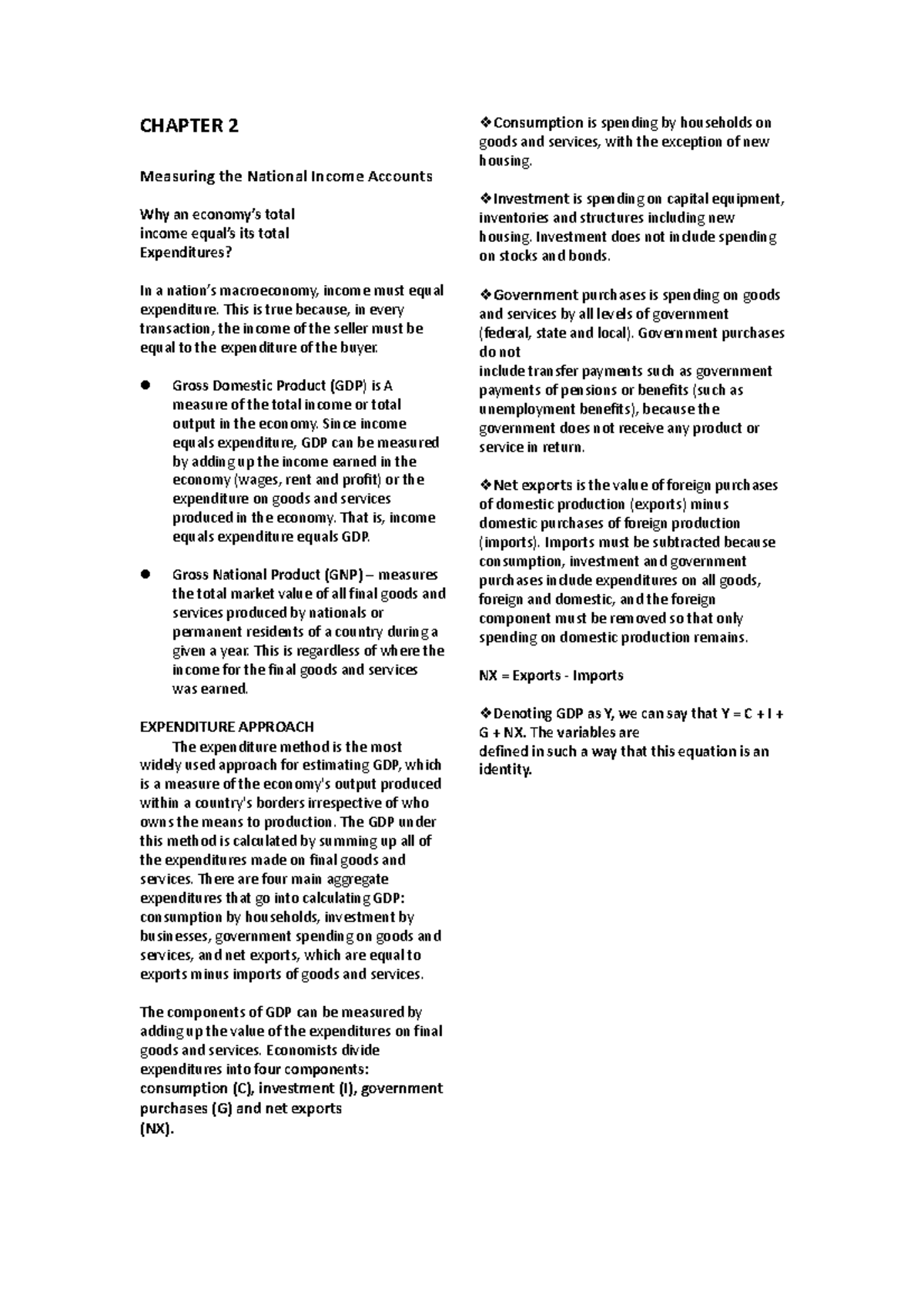 Chapter 2 Economic Development - CHAPTER 2 Measuring the National ...