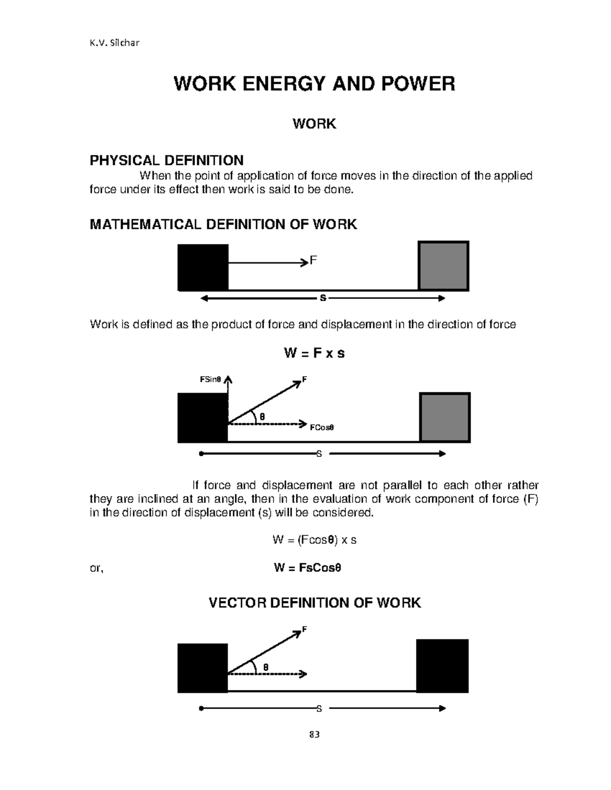 11 Physics Notes 04 Work Energy Power WORK ENERGY AND POWER WORK