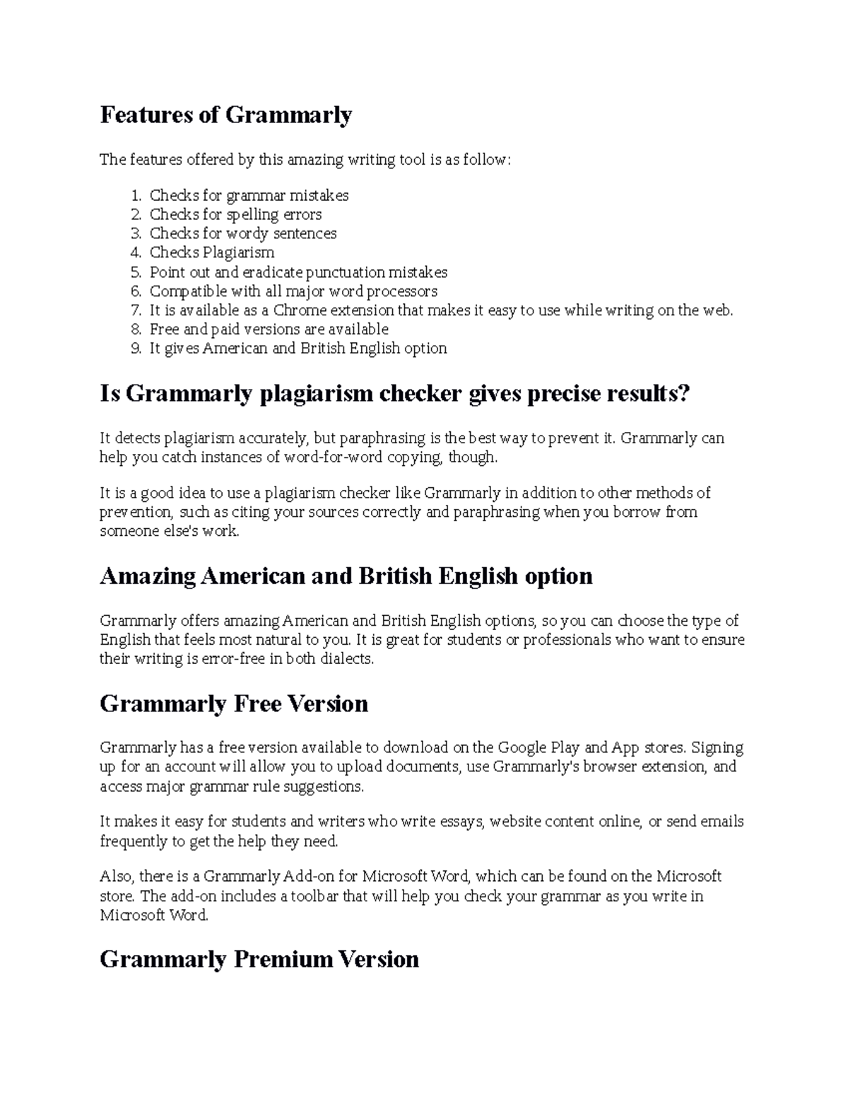 Untitled document.edited - Features of Grammarly The features offered ...