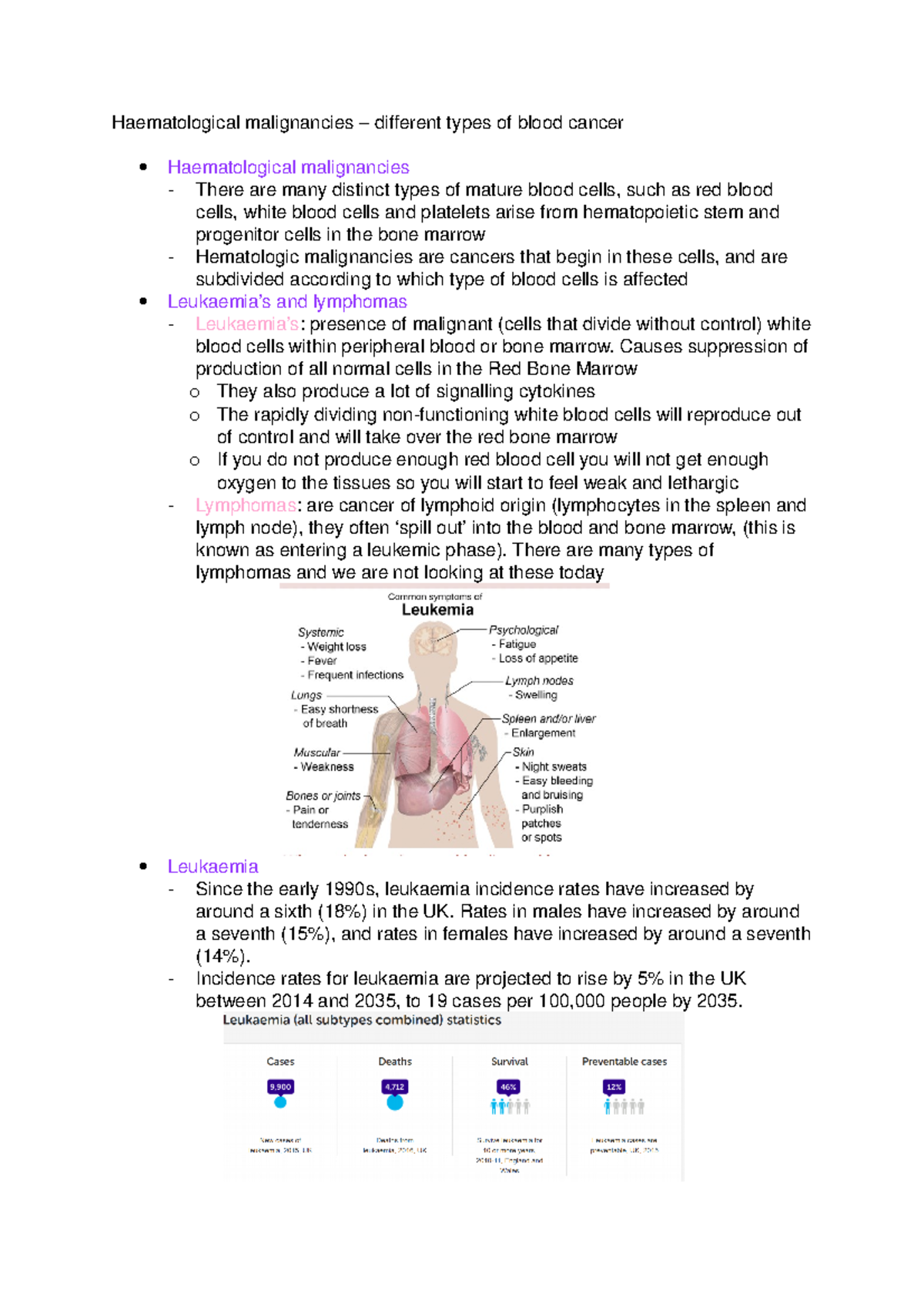 8 - Blood cancers - Haematological malignancies – different types of ...