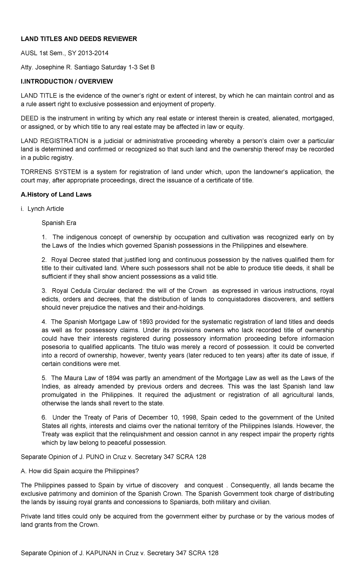LAND Titles AND Deeds Reviewer LAND TITLES AND DEEDS REVIEWER AUSL
