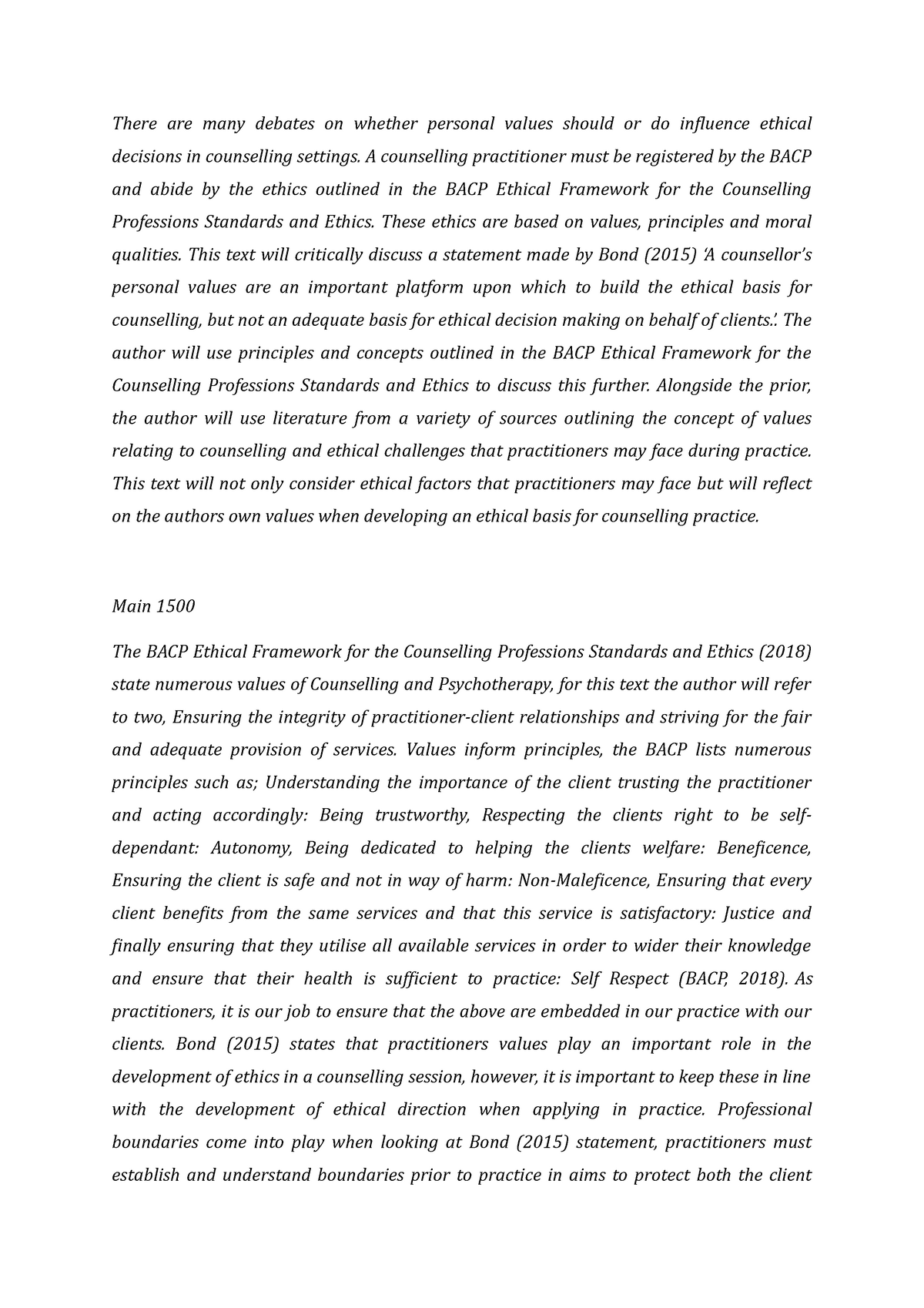 ethics in counselling essay