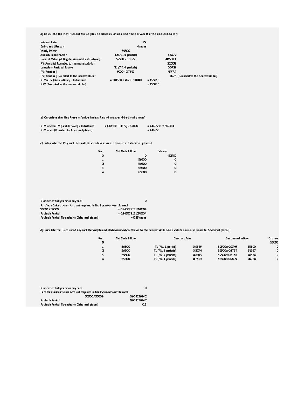 NPQ 1 - Summary Financial Decision Making - a) Calculate the Net ...