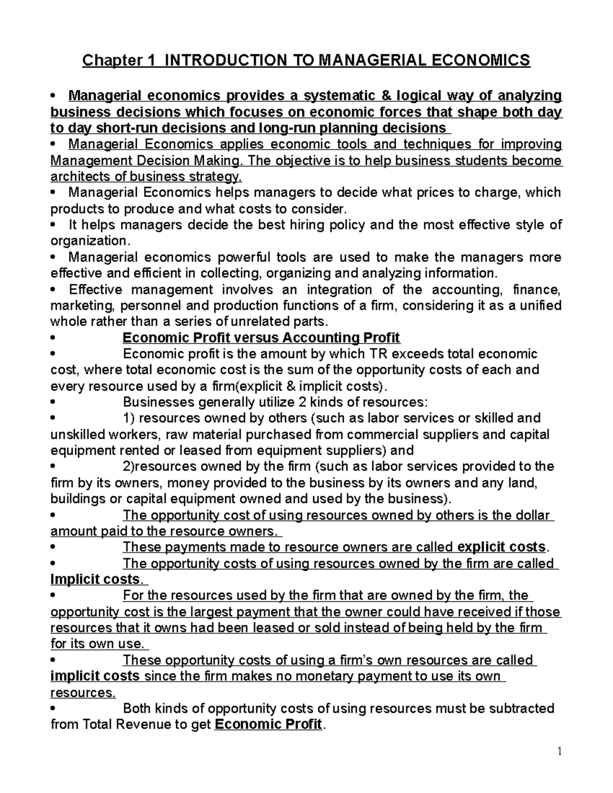 Chapter 1-webct - class notes - Chapter 1 INTRODUCTION TO MANAGERIAL ...