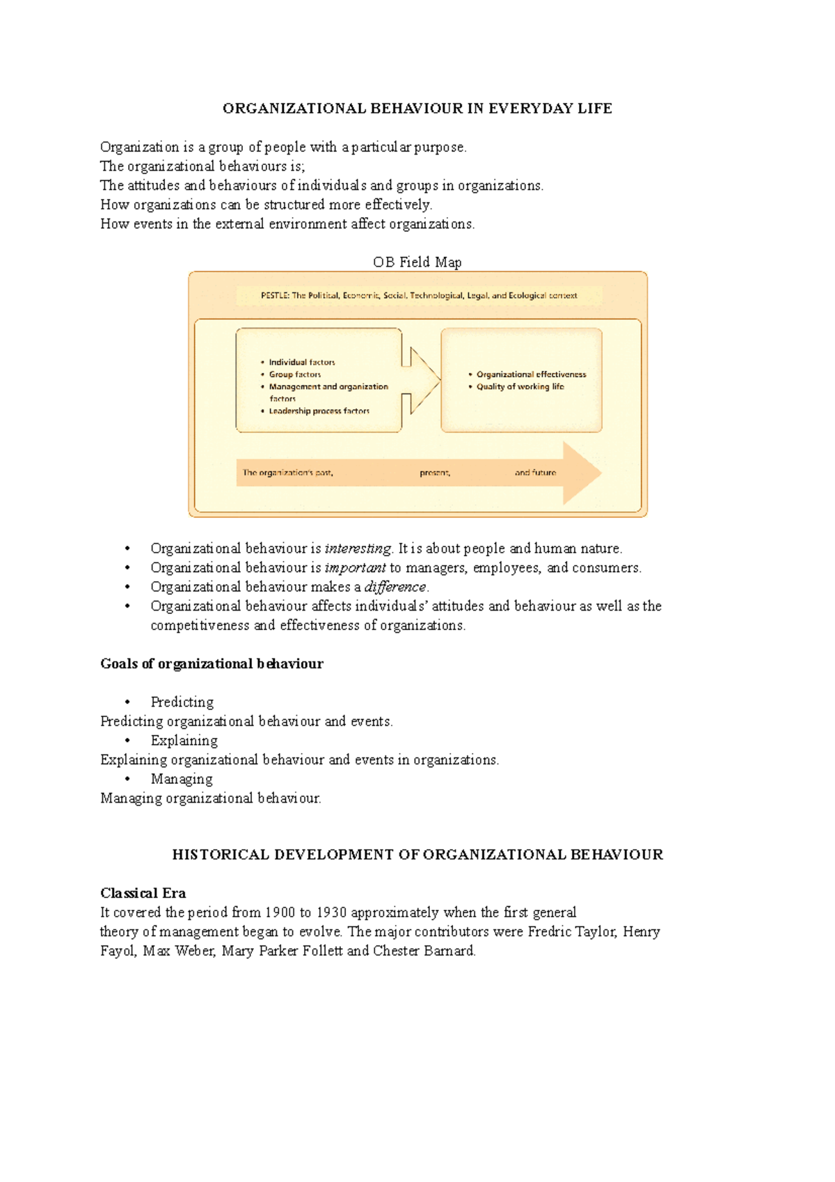 MGMT - First Midterm Lecture Notes - ORGANIZATIONAL BEHAVIOUR IN ...