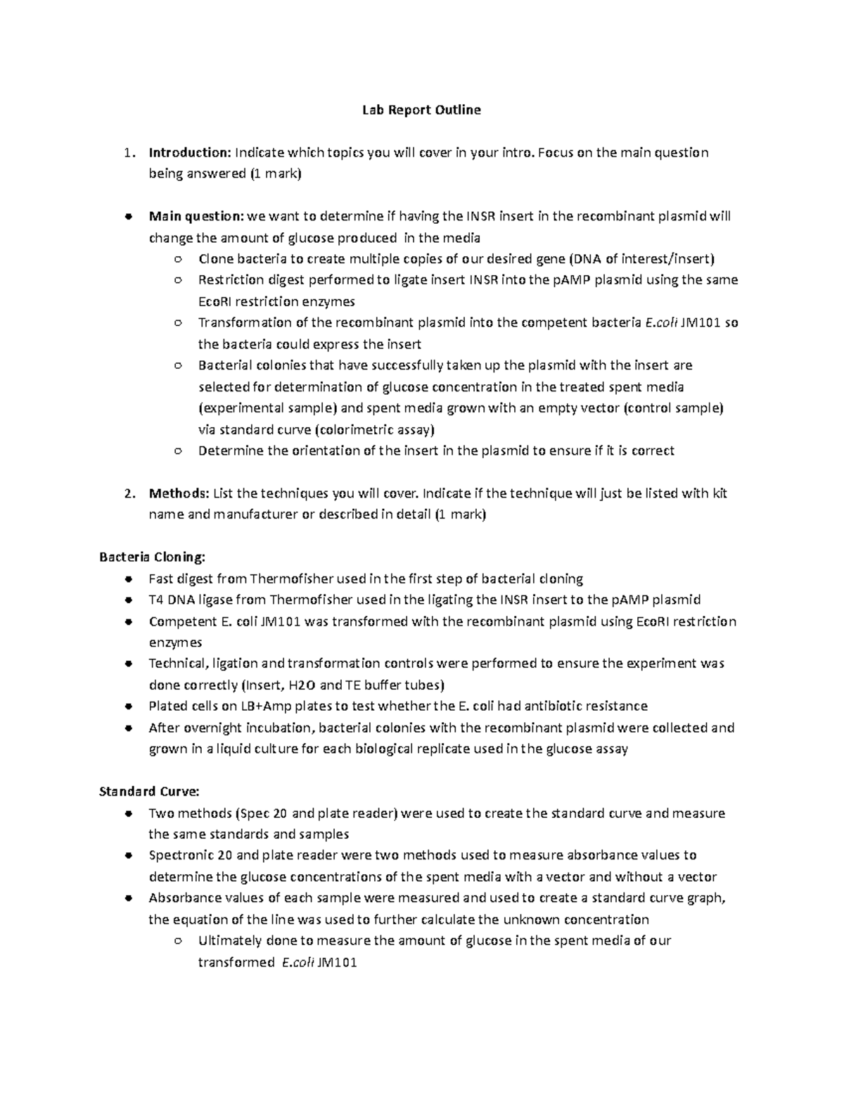 2290 Lab report Outline - Lab Report Outline Introduction: Indicate ...
