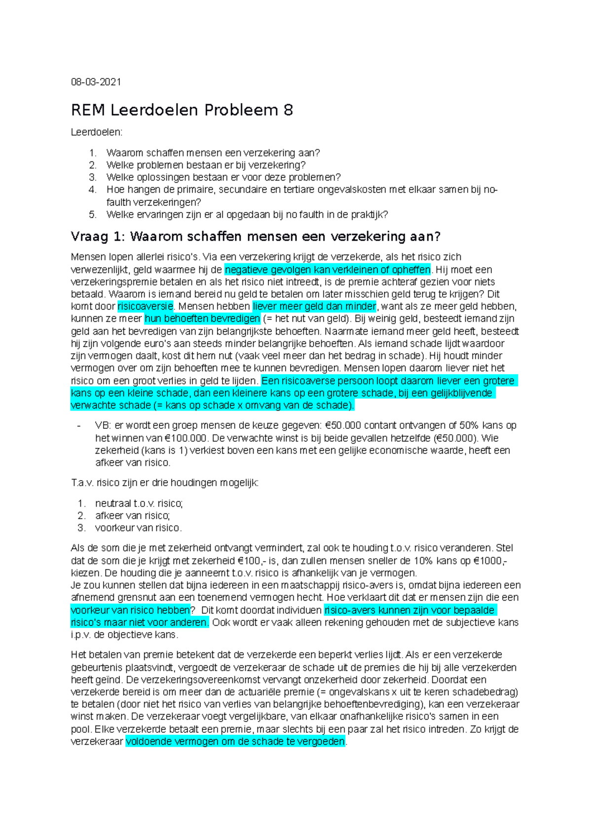 REM Leerdoelen Probleem 8 - 08-03- REM Leerdoelen Probleem 8 Leerdoelen ...