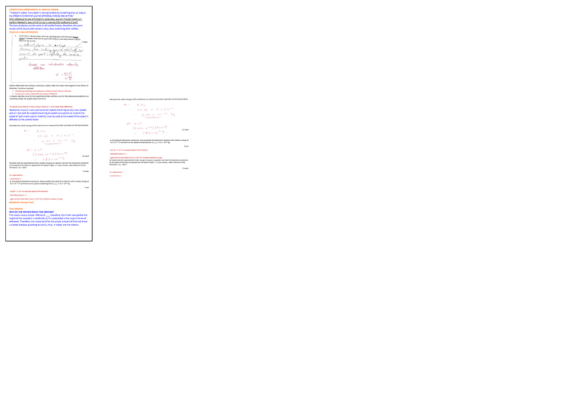 Physics exam cheat sheet conducting experiments in inertial frame it