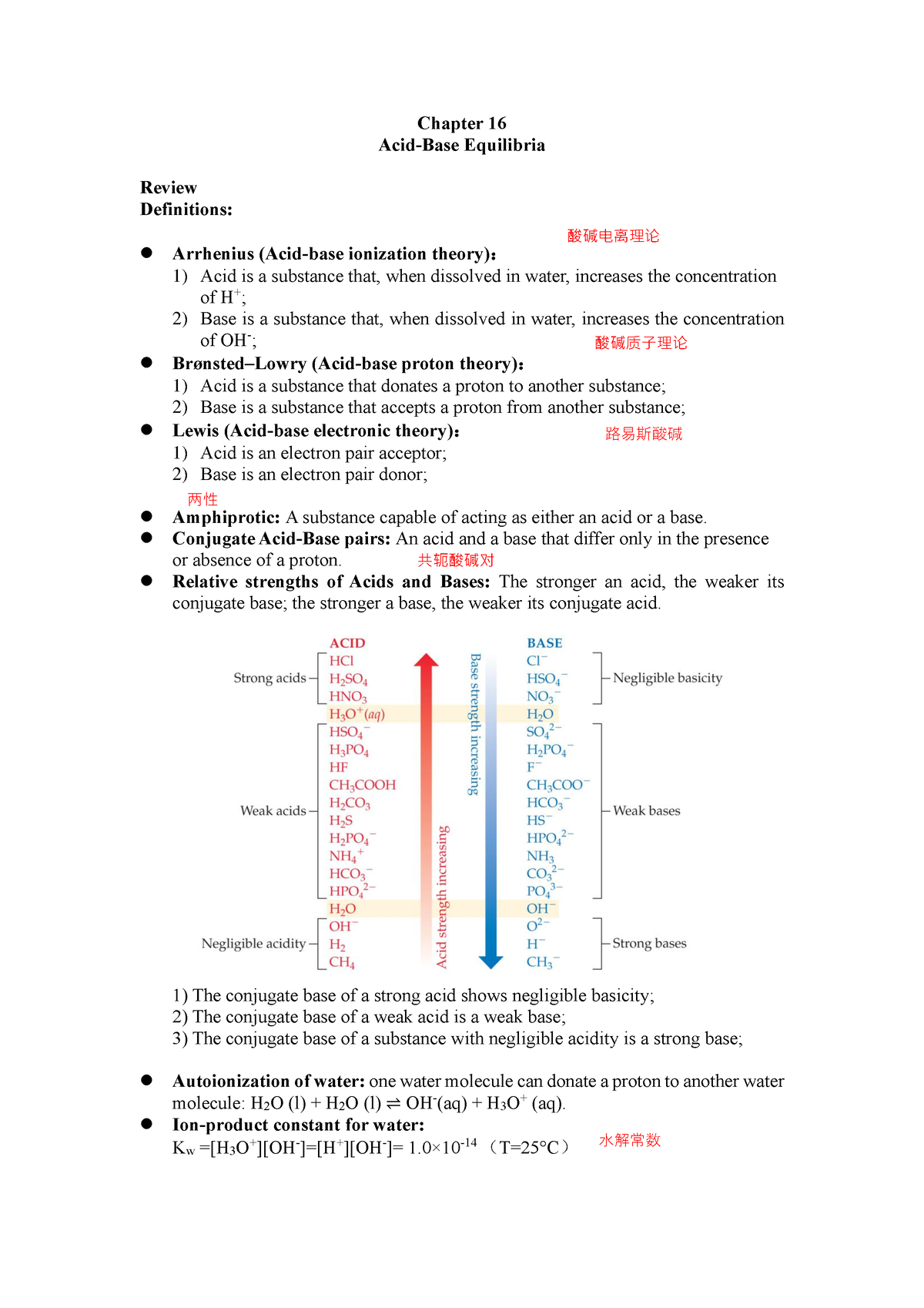 Review-chapter 16 Acid-Base Equilibria - Chapter 16 Acid-Base ...