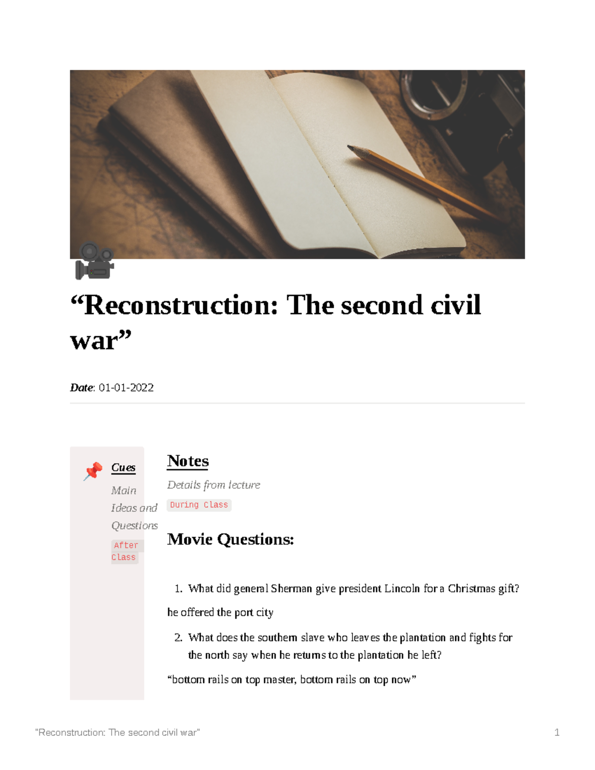 Reconstruction and The second civil war - “Reconstruction: The second ...