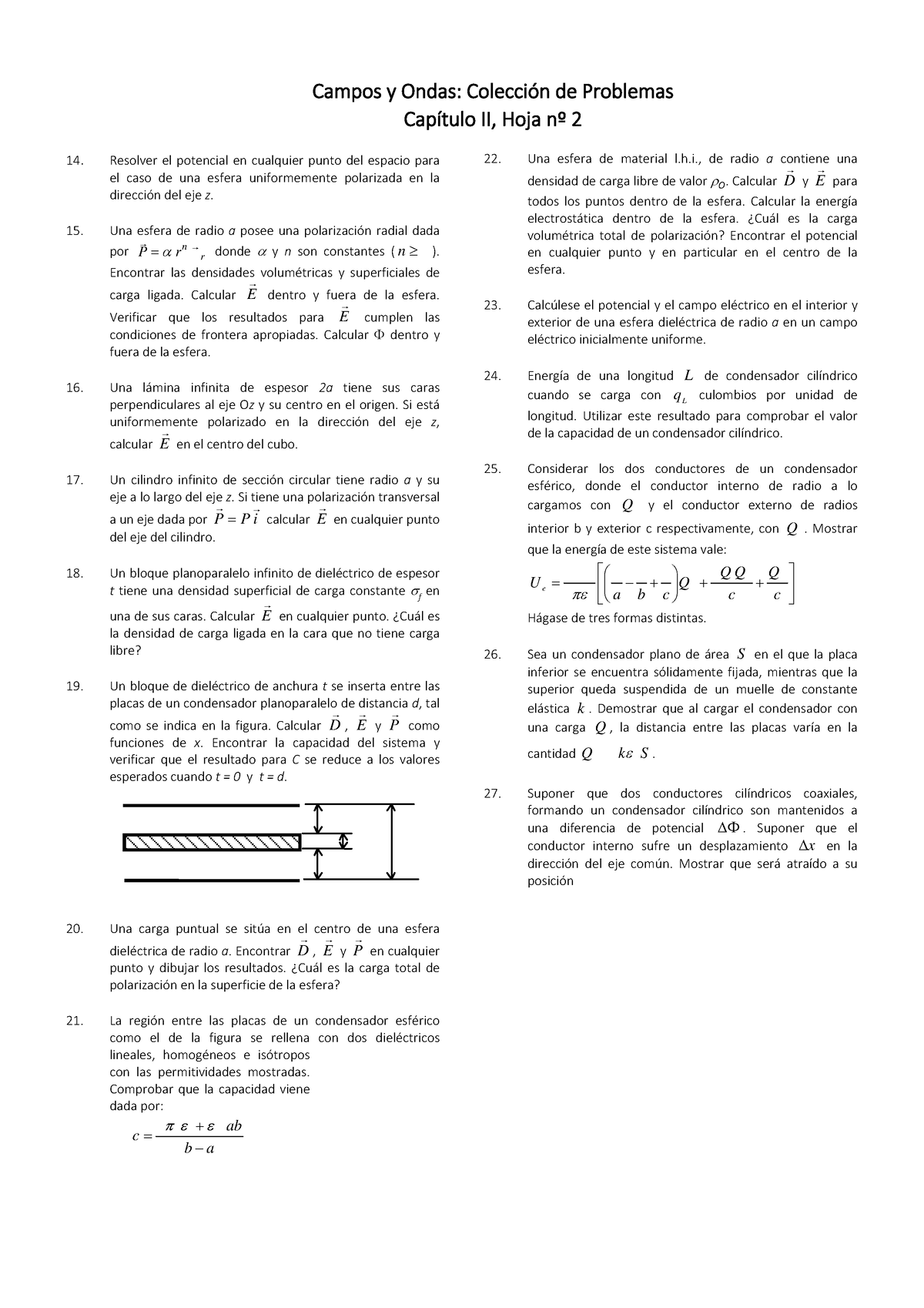 Problemas Tema 3 4 Campos Y Ondas Colección De Problemas Capítulo Ii