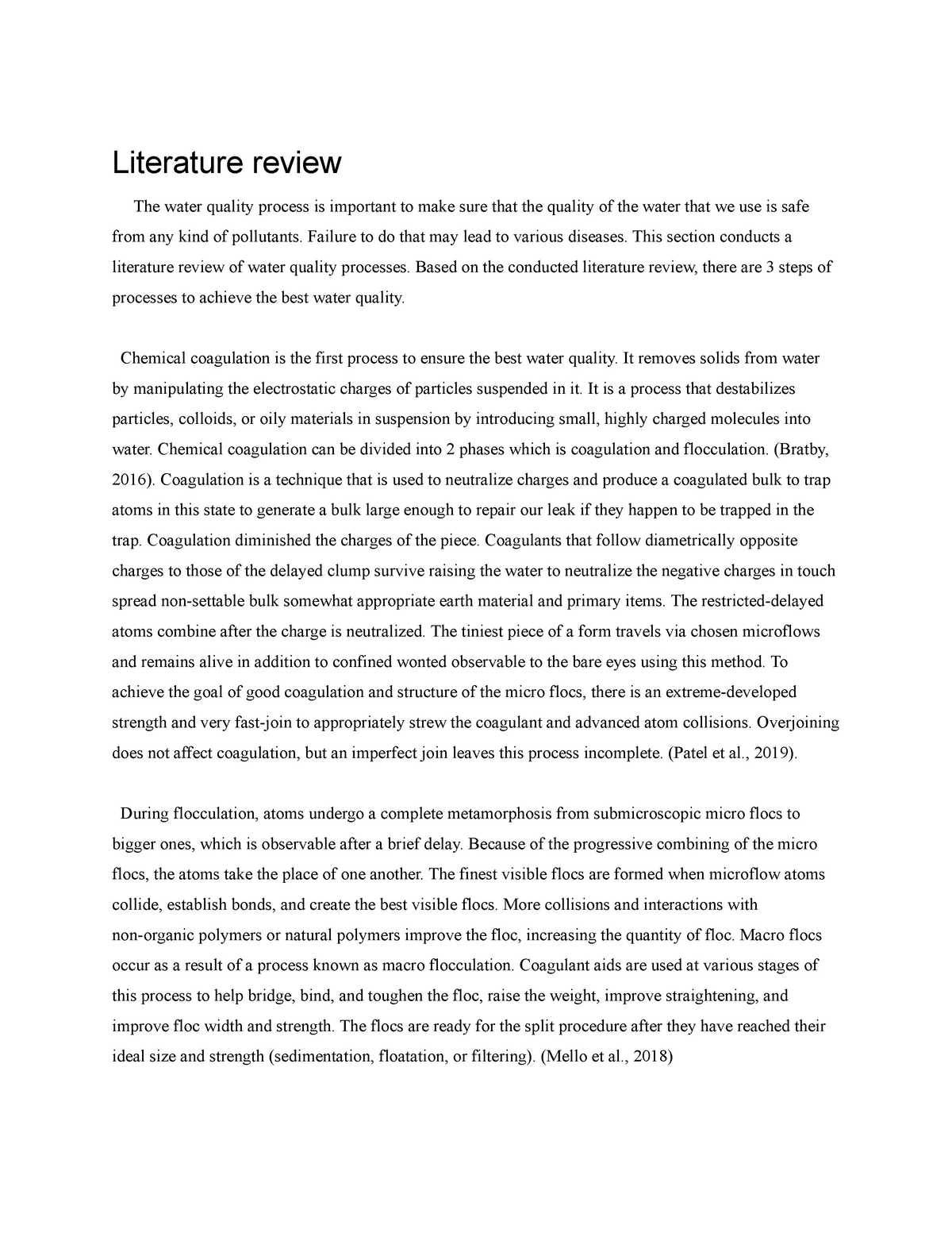 literature review on water pdf