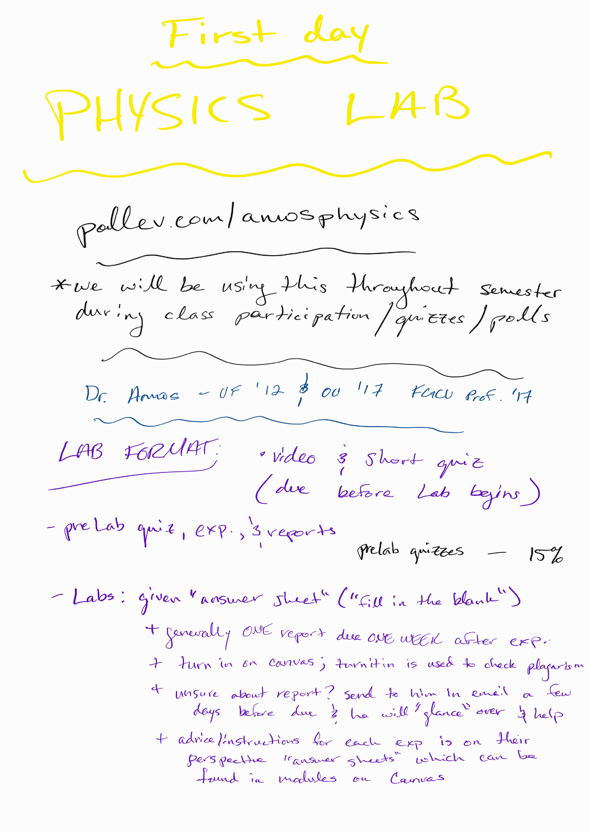 First Day- Physics Lab Spring 2022 22011 2 112758 - PHY 2054C - Studocu