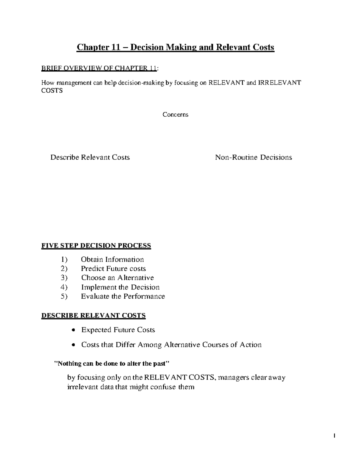CH 11 LECT Decision Making and Relevant Cost FMGT-4210-0 - Cost ...