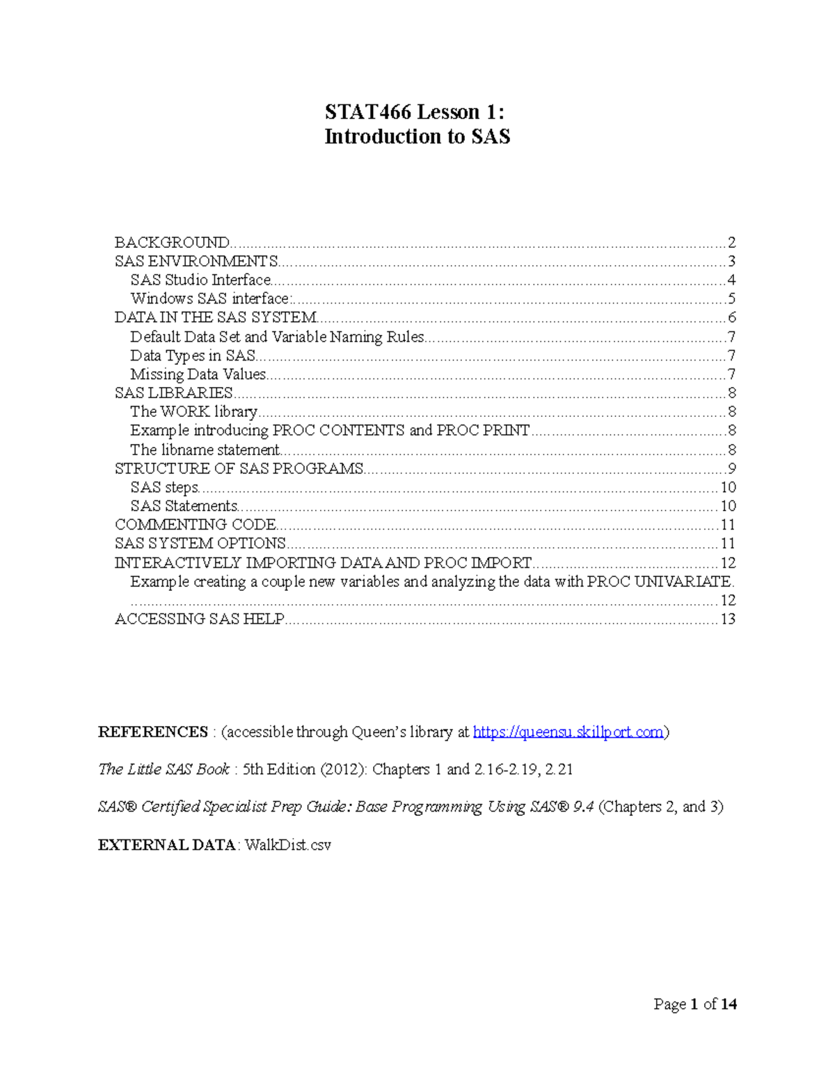 STAT466Lesson 1 - None - STAT466 Lesson 1: SAS® Certified Specialist ...