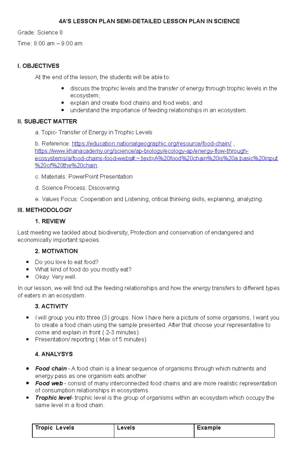 4as Lesson Plan 4as Lesson Plan Semi Detailed Lesson Plan In Science Grade Science 8 Time 8 1524