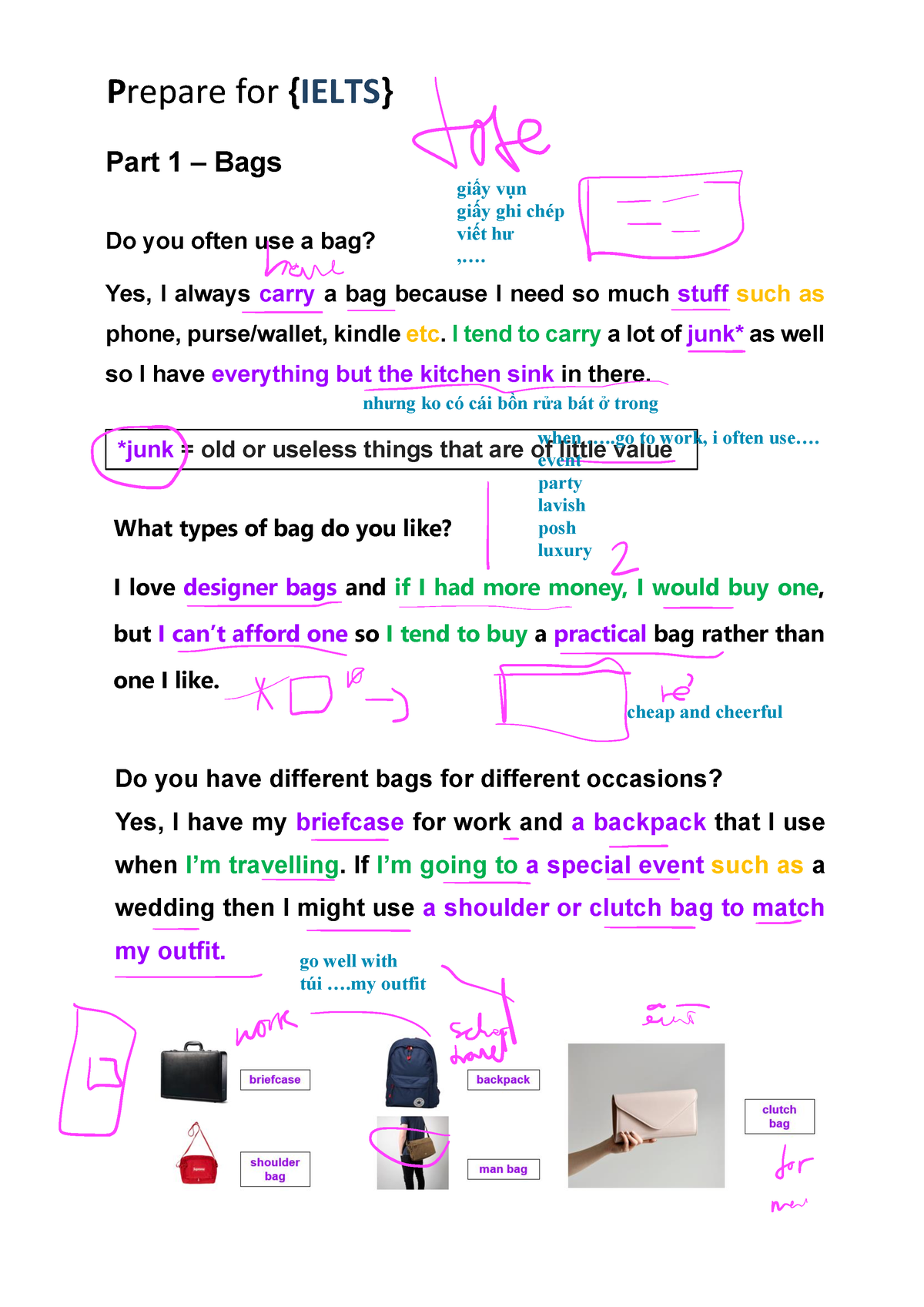 2019 Part1 Bags Text 2 - Prepare For {IELTS} Part 1 – Bags Do You Often ...