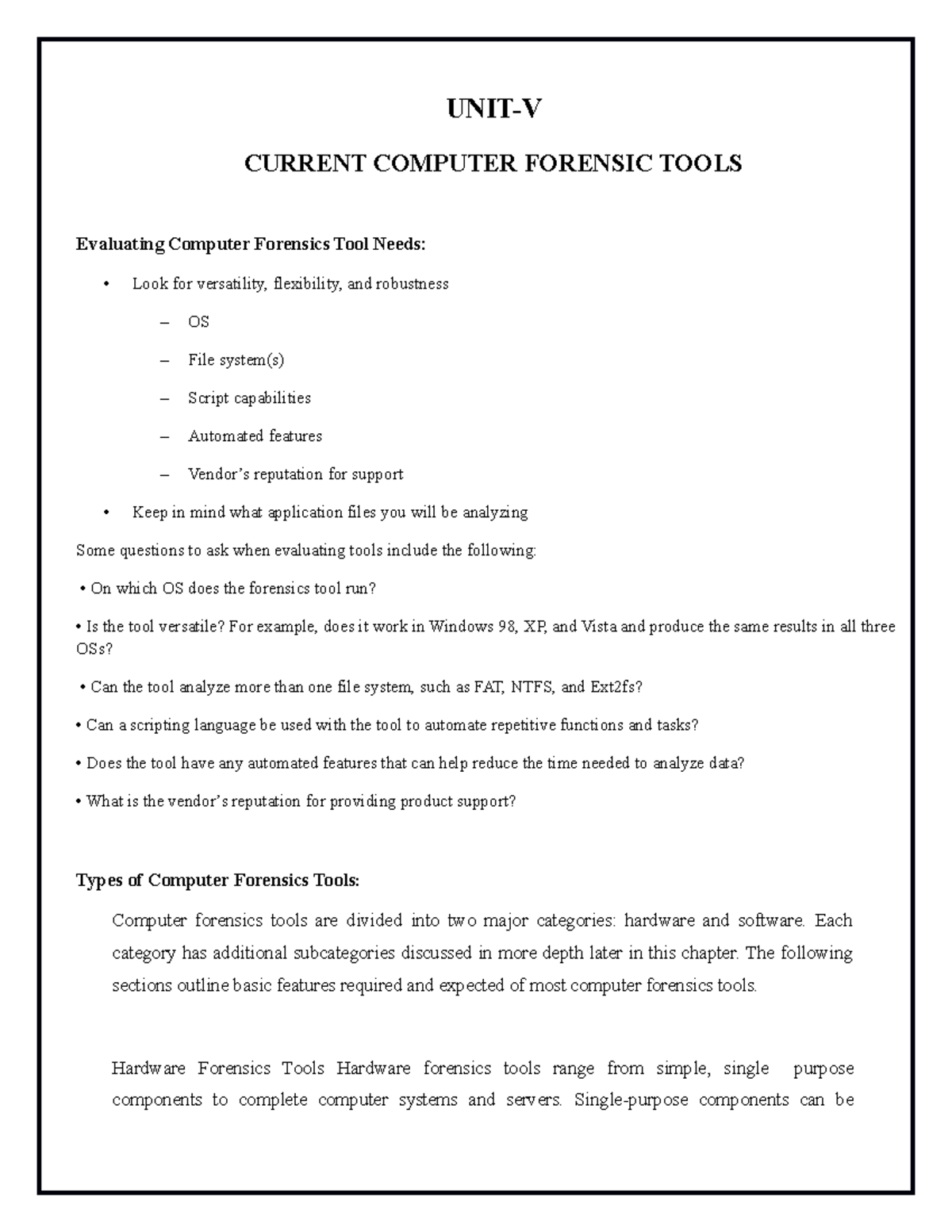 Unit-5 - Digital Forensics Unit 5 - UNIT-V CURRENT COMPUTER FORENSIC ...