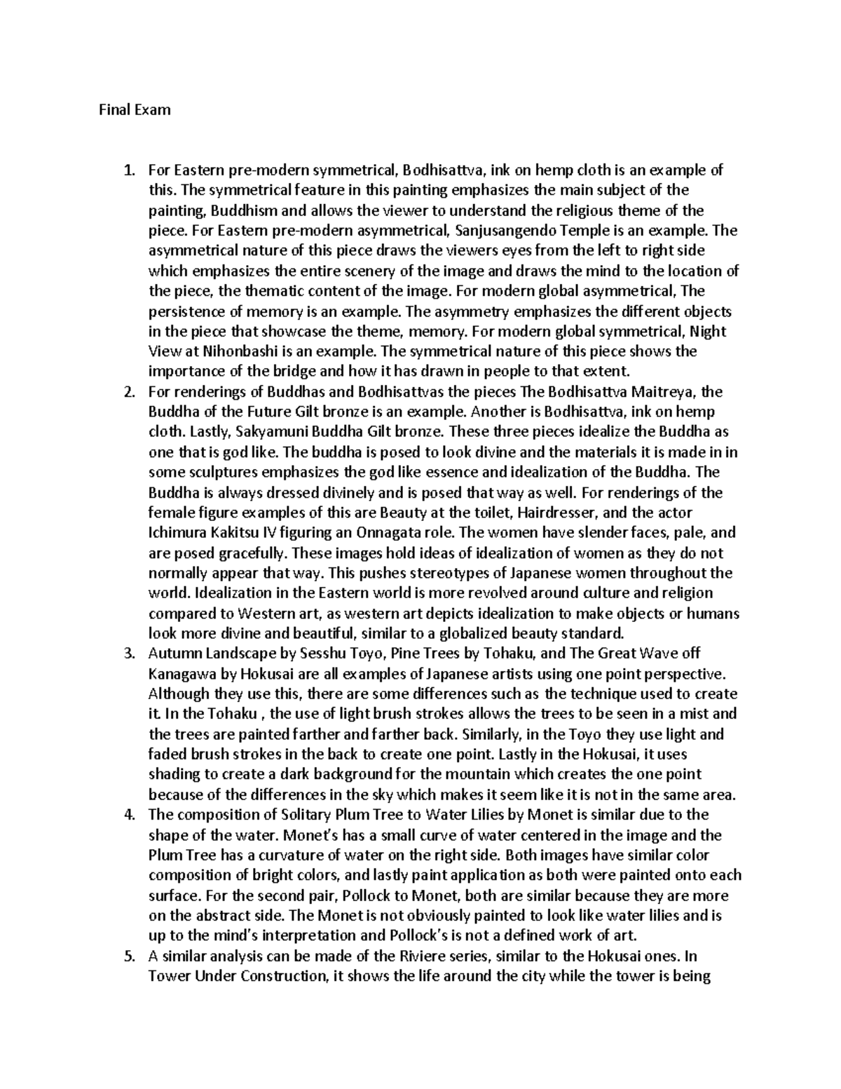 Art History Final Final Exam For Eastern premodern symmetrical