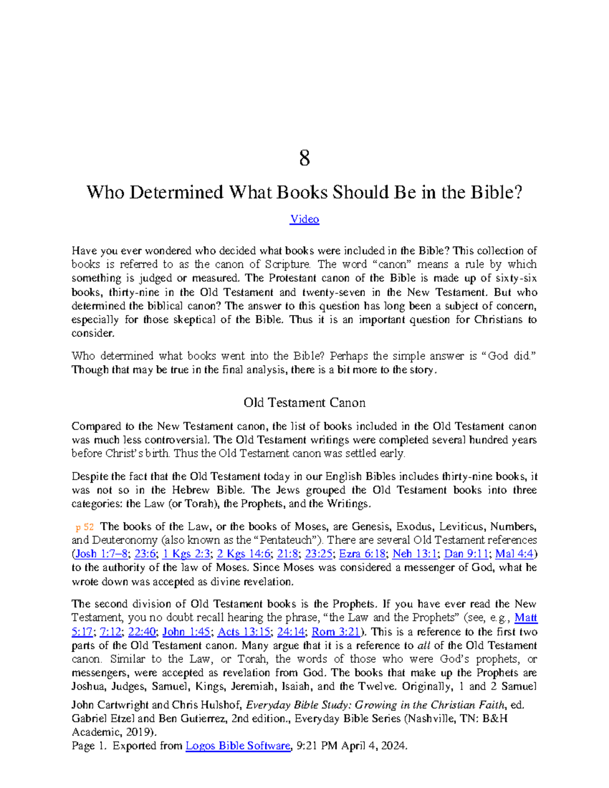 Everyday Bible Study - Chapter 8 - Who Determined What Books Should Be ...