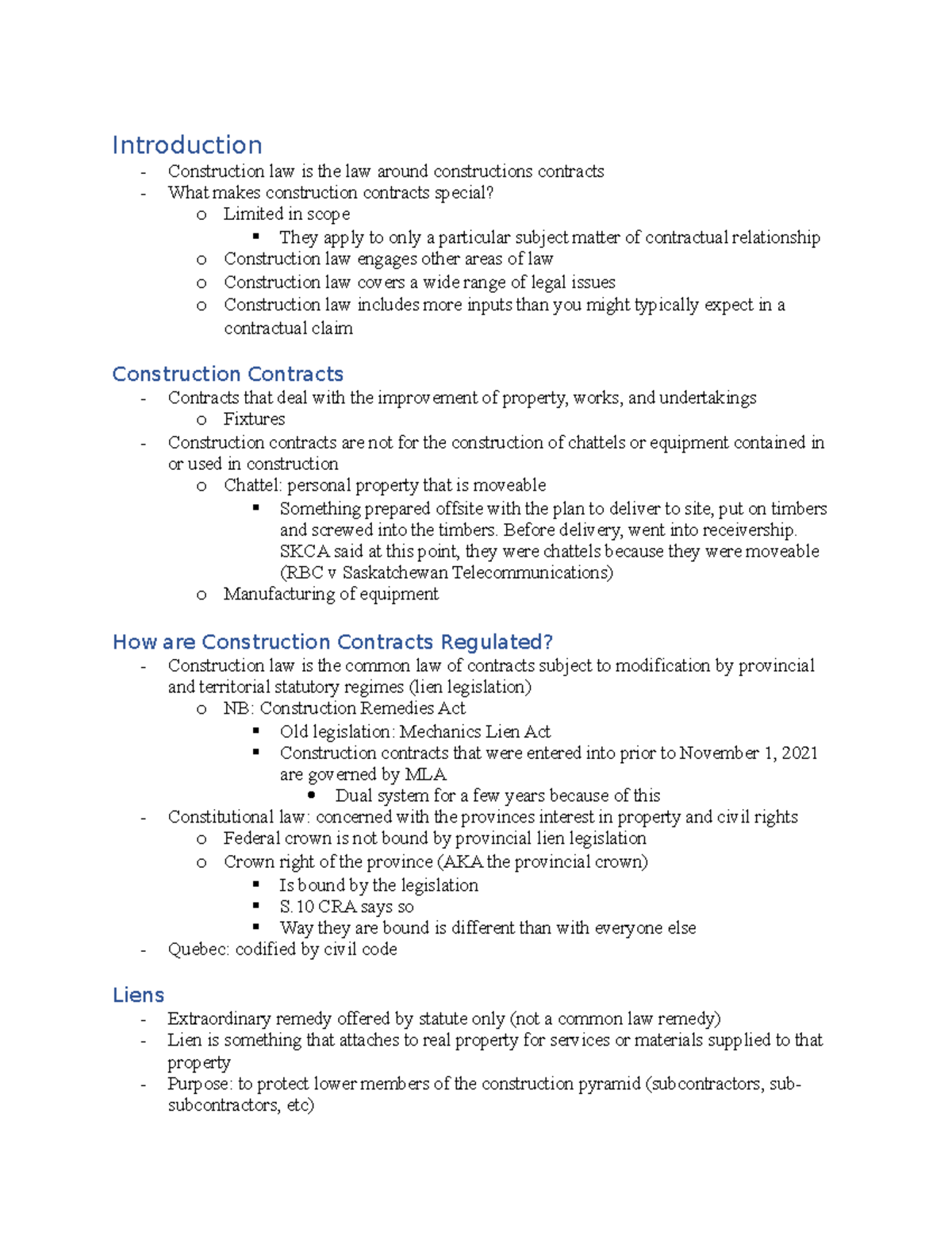 Construction Law Exam Prep Introduction Construction law is the law