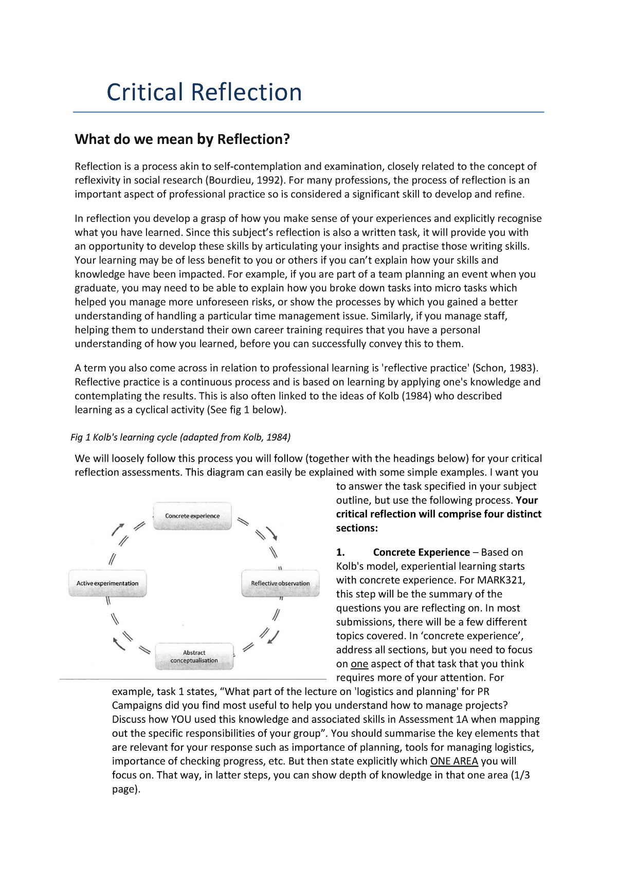 Critical Reflection Writing Process MARK321 - Critical Reflection What ...