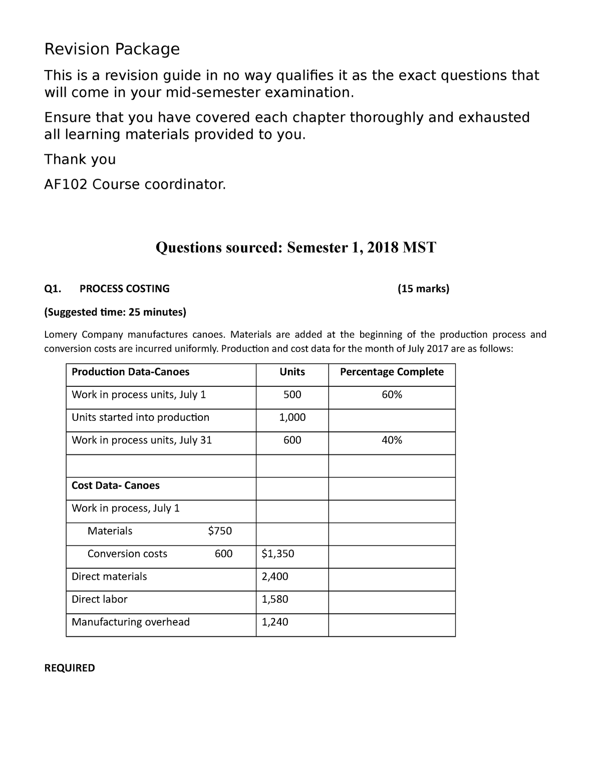 AF102 Revision Questions (2019 )2 - Introduction To Accounting And ...