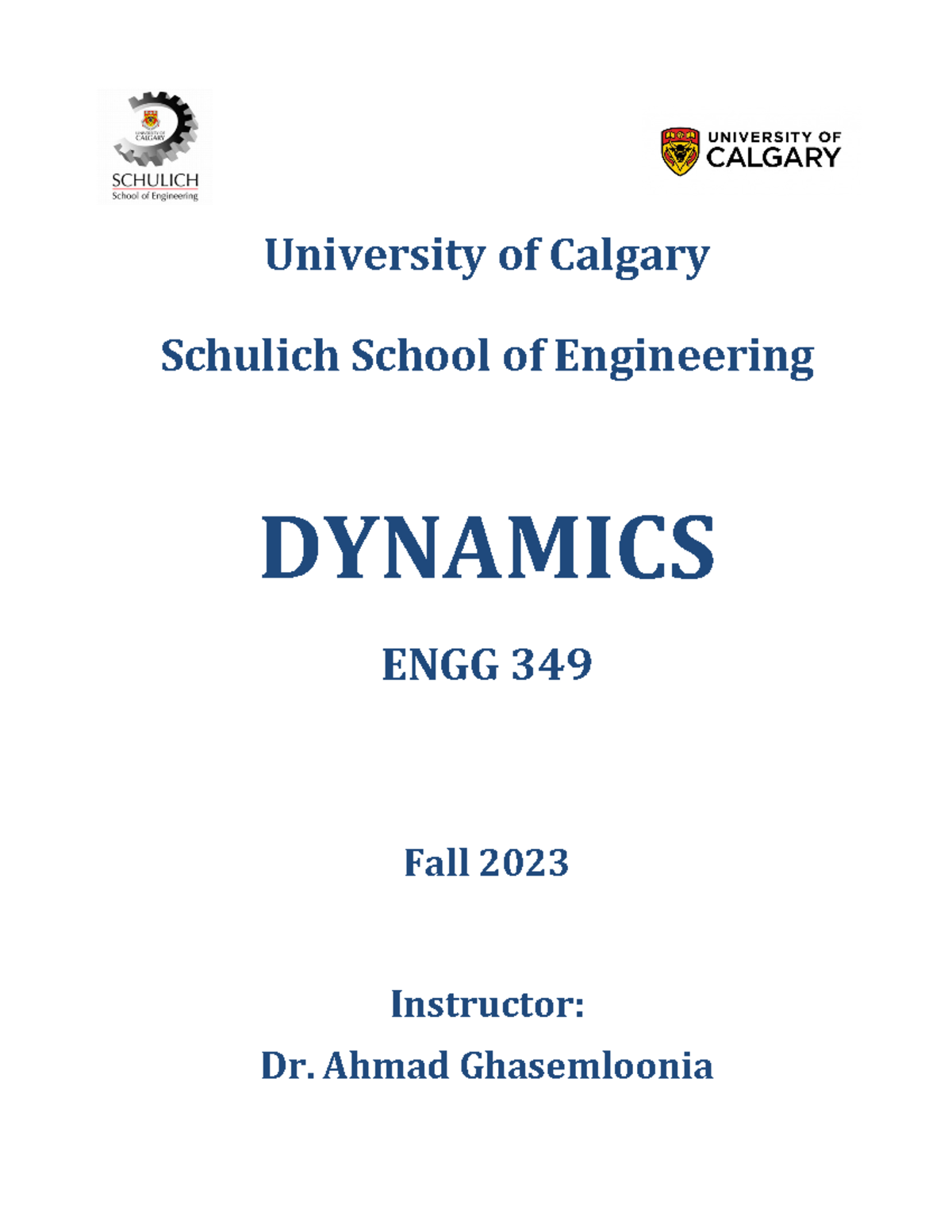 Lecture Notes - University of Calgary Schulich School of Engineering ...