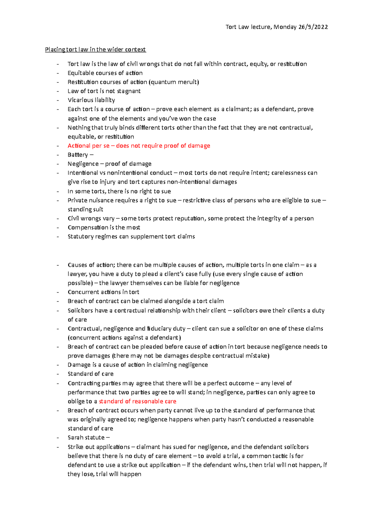 tort law essay structure