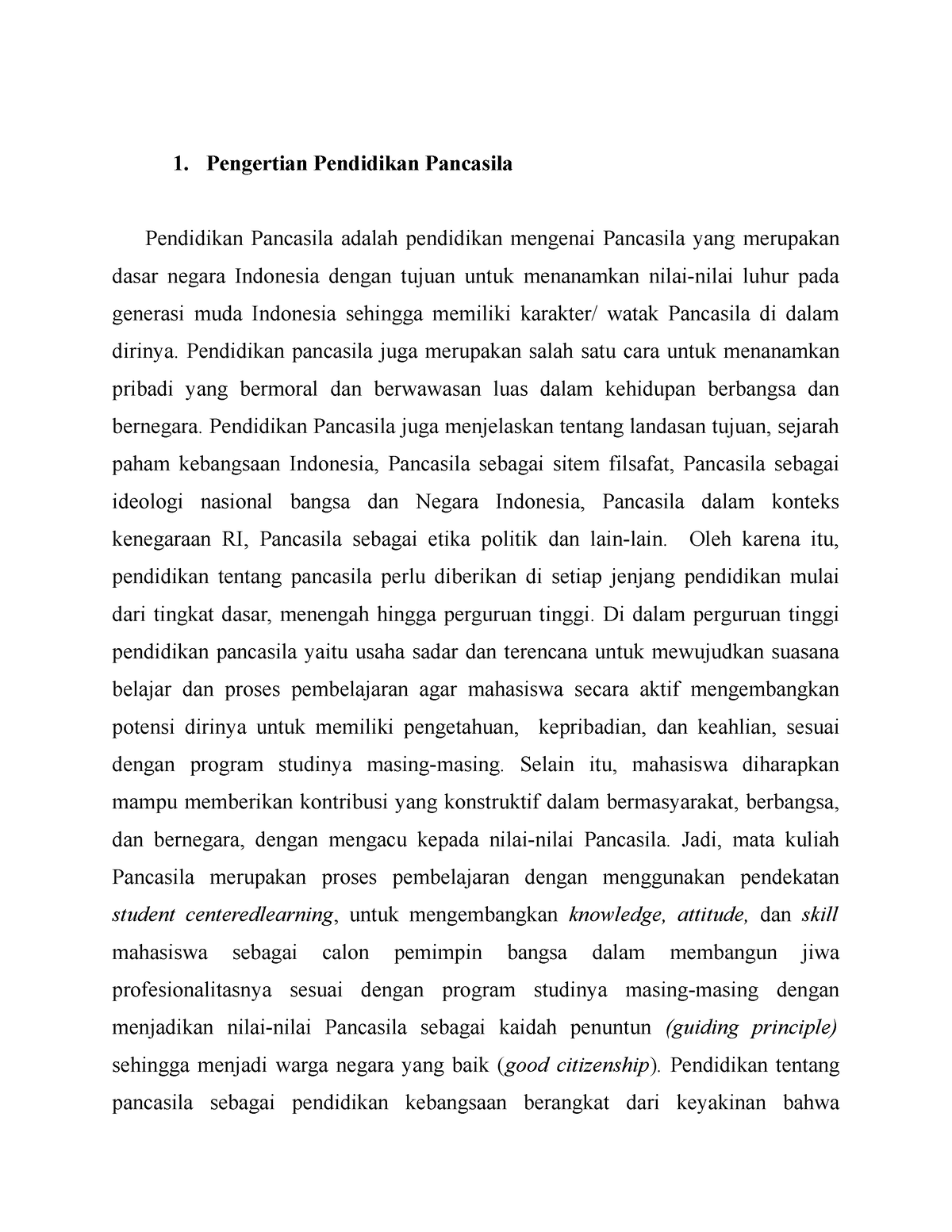 Pengertian Pendidikan Pancasila - 1. Pengertian Pendidikan Pancasila ...