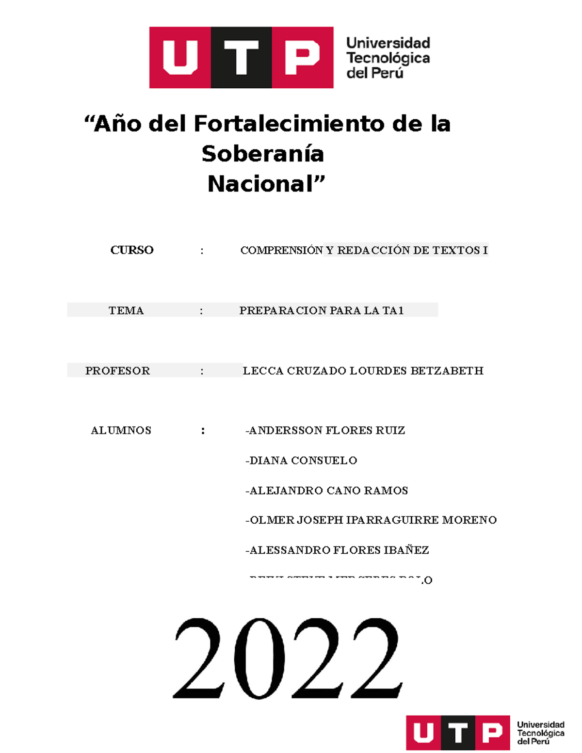 S02.s1-Preparación Para La TA1 (material) 2022 Marzo - “Año Del ...