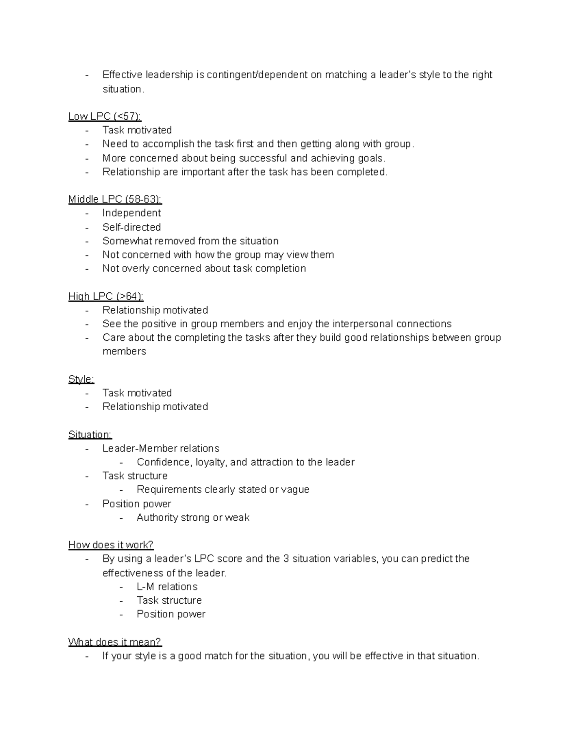 Intro To Org. Leadership Chapter 6 Contingency Theory - Effective ...