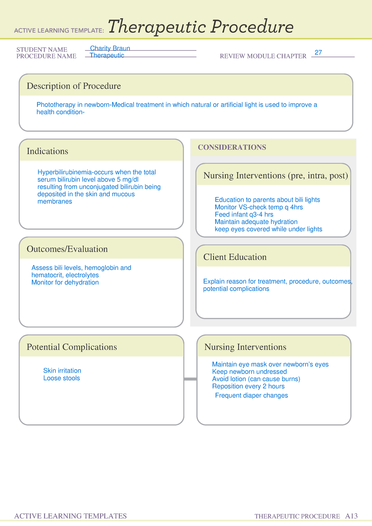 Ati maternal health ACT remmedicaiton phototherapy - NB-331 - STUDENT ...