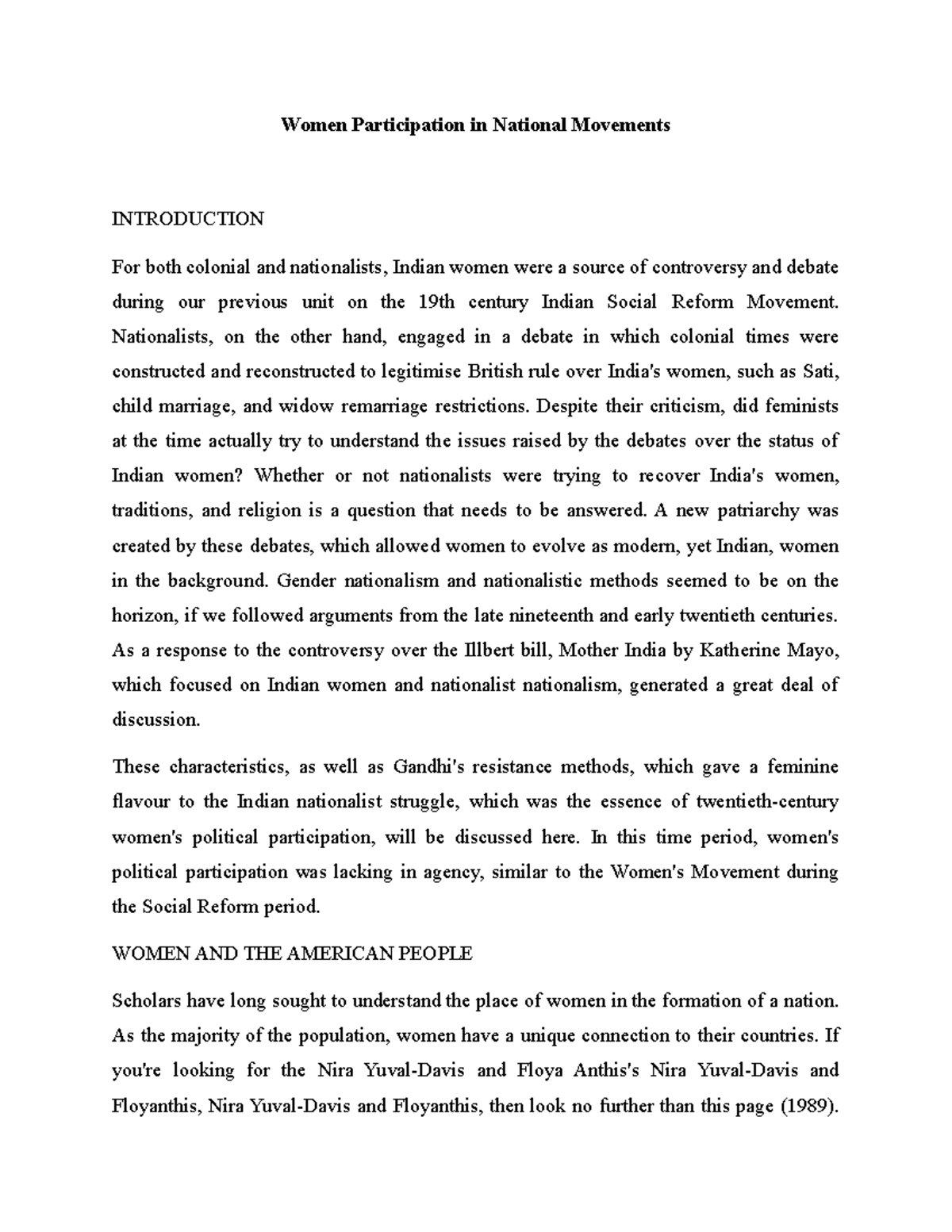 Women Participation in National Movements - Women Participation in ...