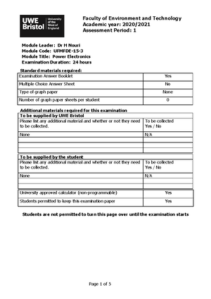 Power Electronics Exam Question 2018-2019 - Faculty Of Environment And ...