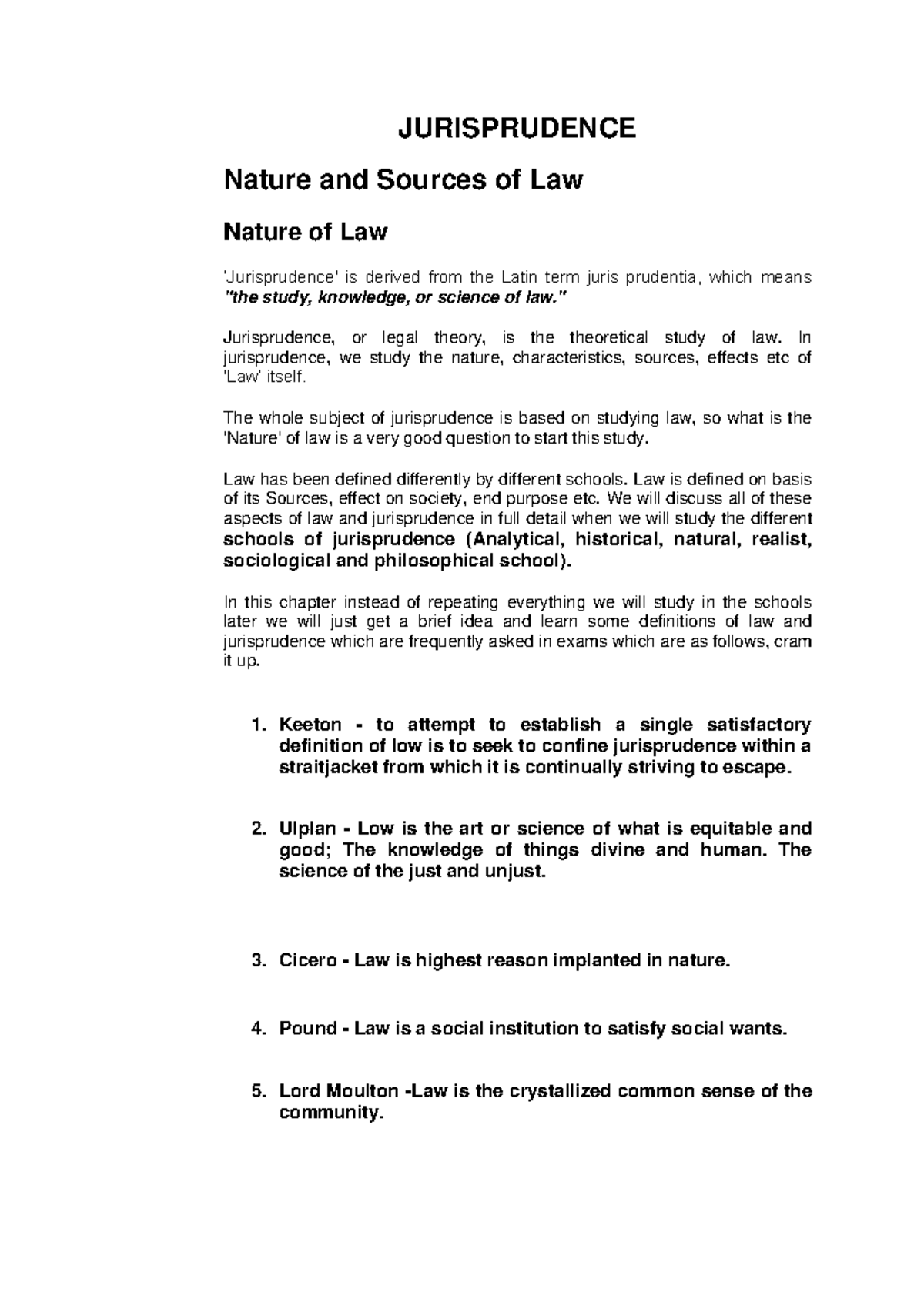 Jurisprudence - JURISPRUDENCE Nature and Sources of Law Nature of Law ...