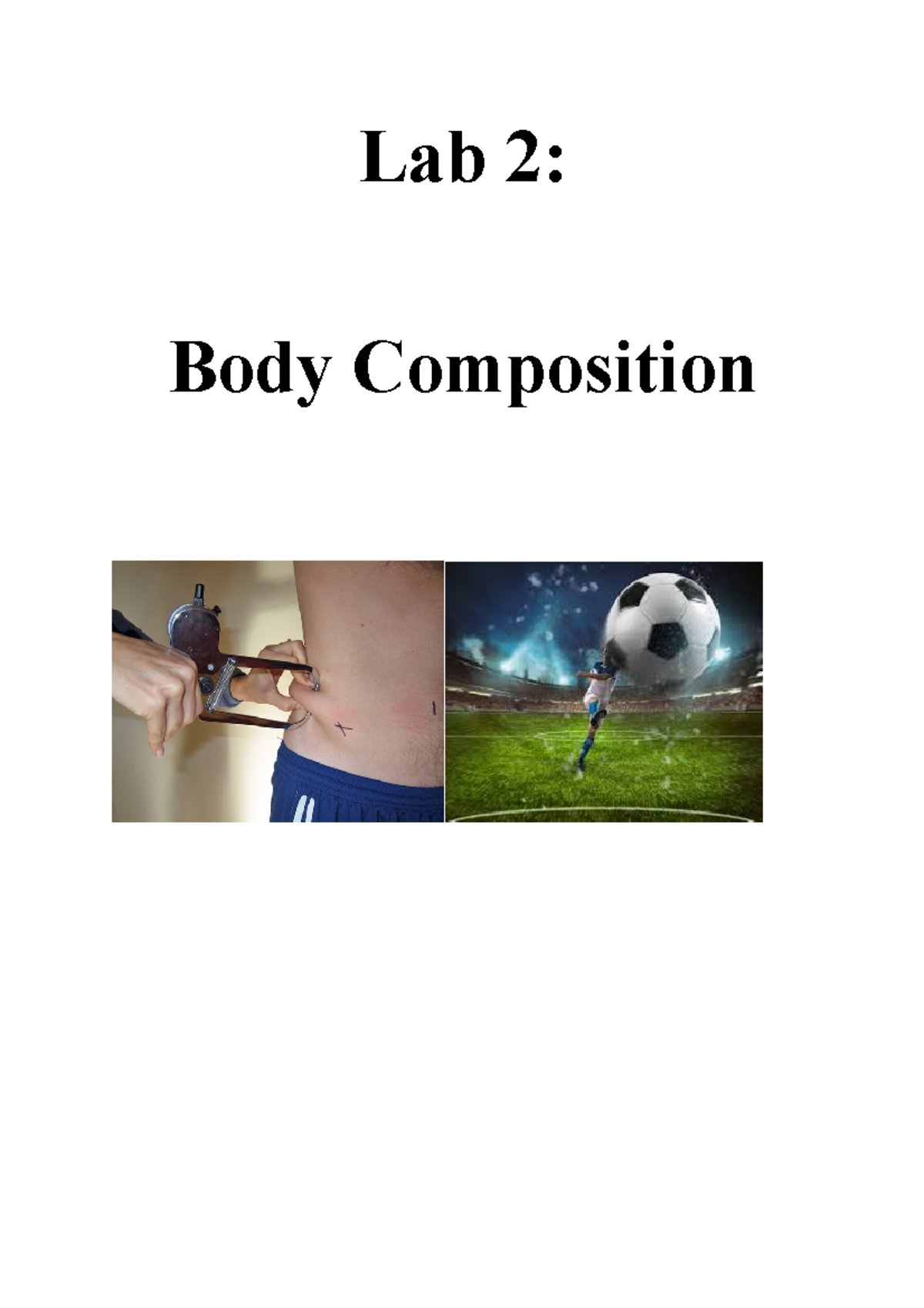 Body composition lab lab Lab 2 Body Composition Background work to be completed outside the
