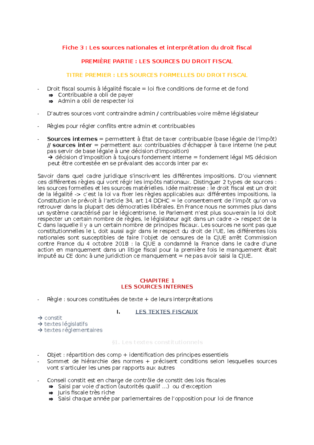 Fiche n°3 - Les sources nationales et interprétation du droit fiscal ...
