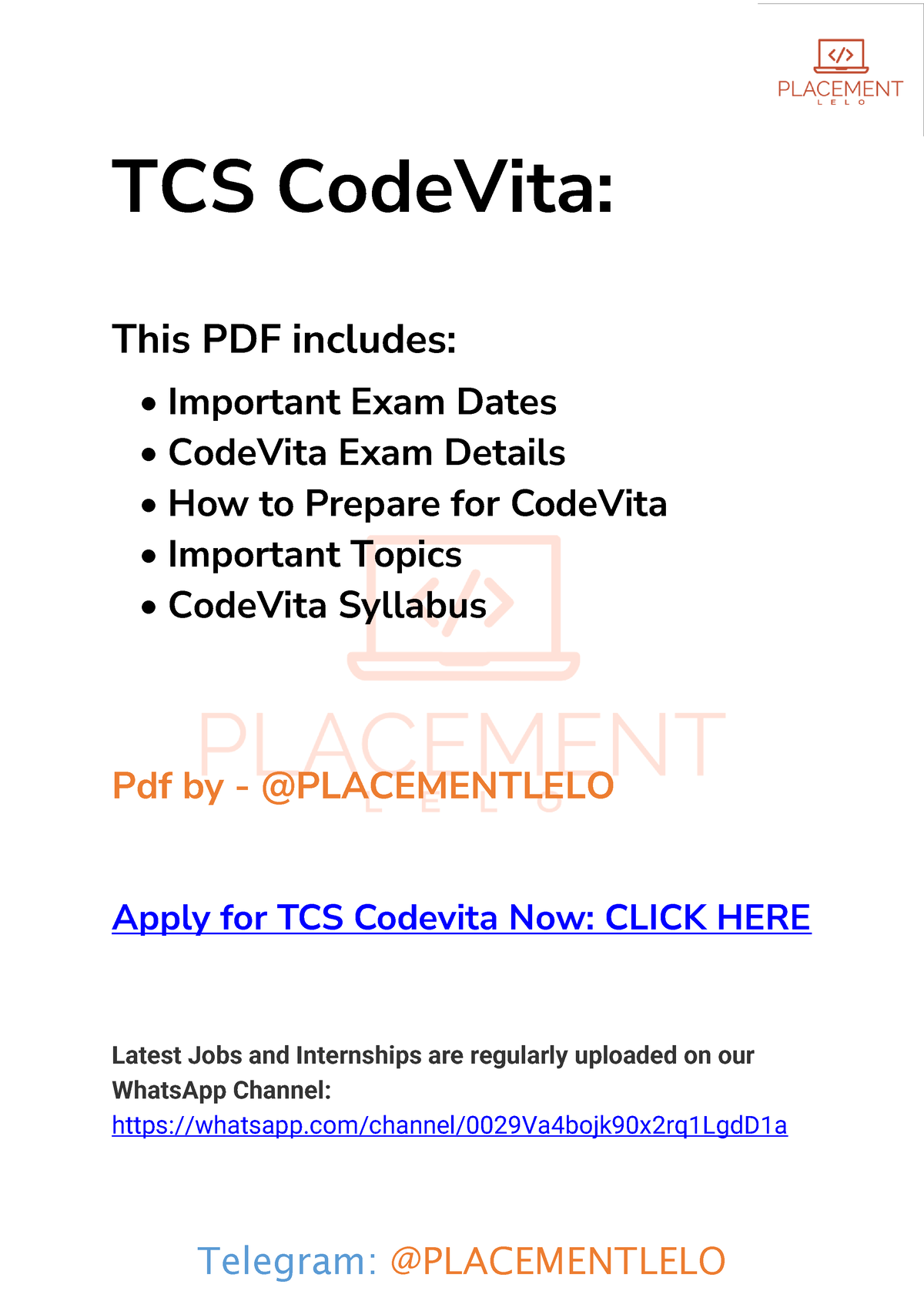 TCS Code Vita Exam All Details - TCS CodeVita: This PDF Includes ...