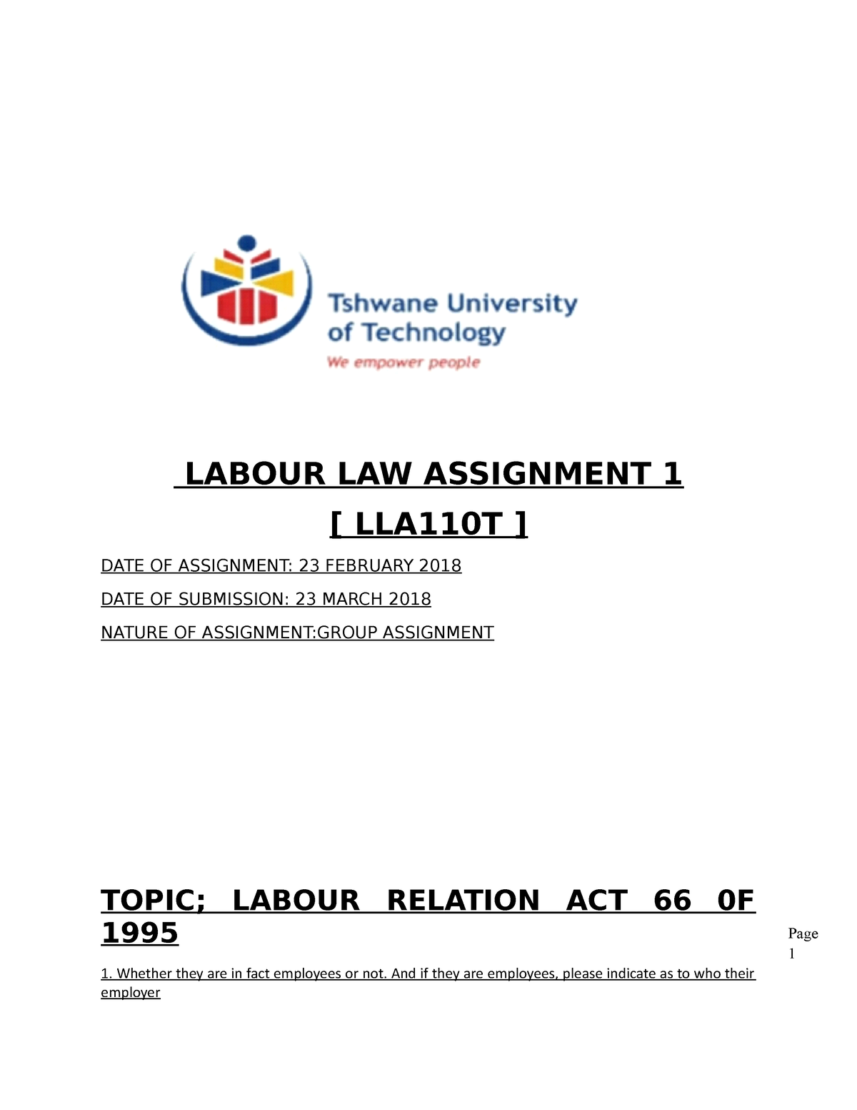 labour law assignment