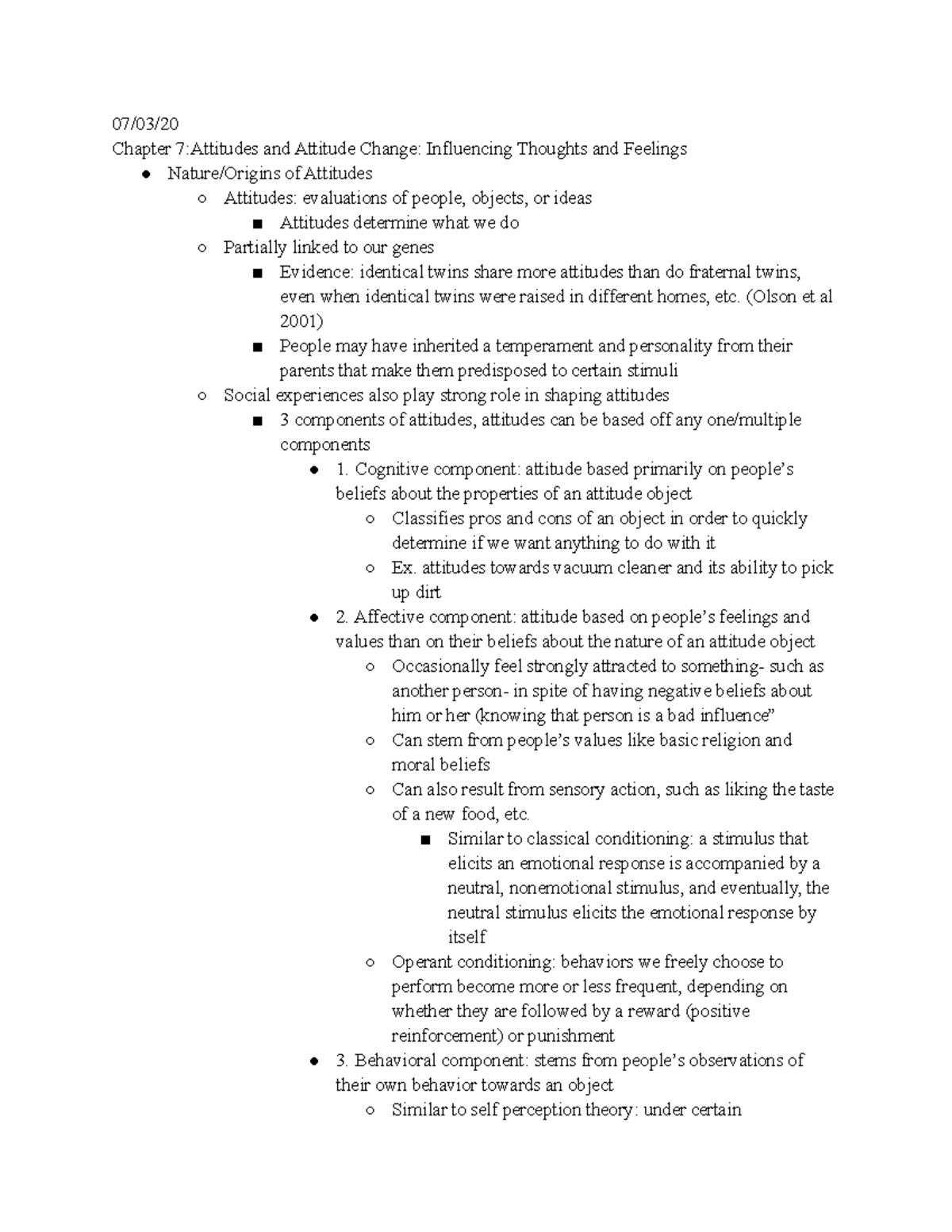 Chapter 7 - Abnormal Psychology - 07/03/ Chapter 7:Attitudes And ...