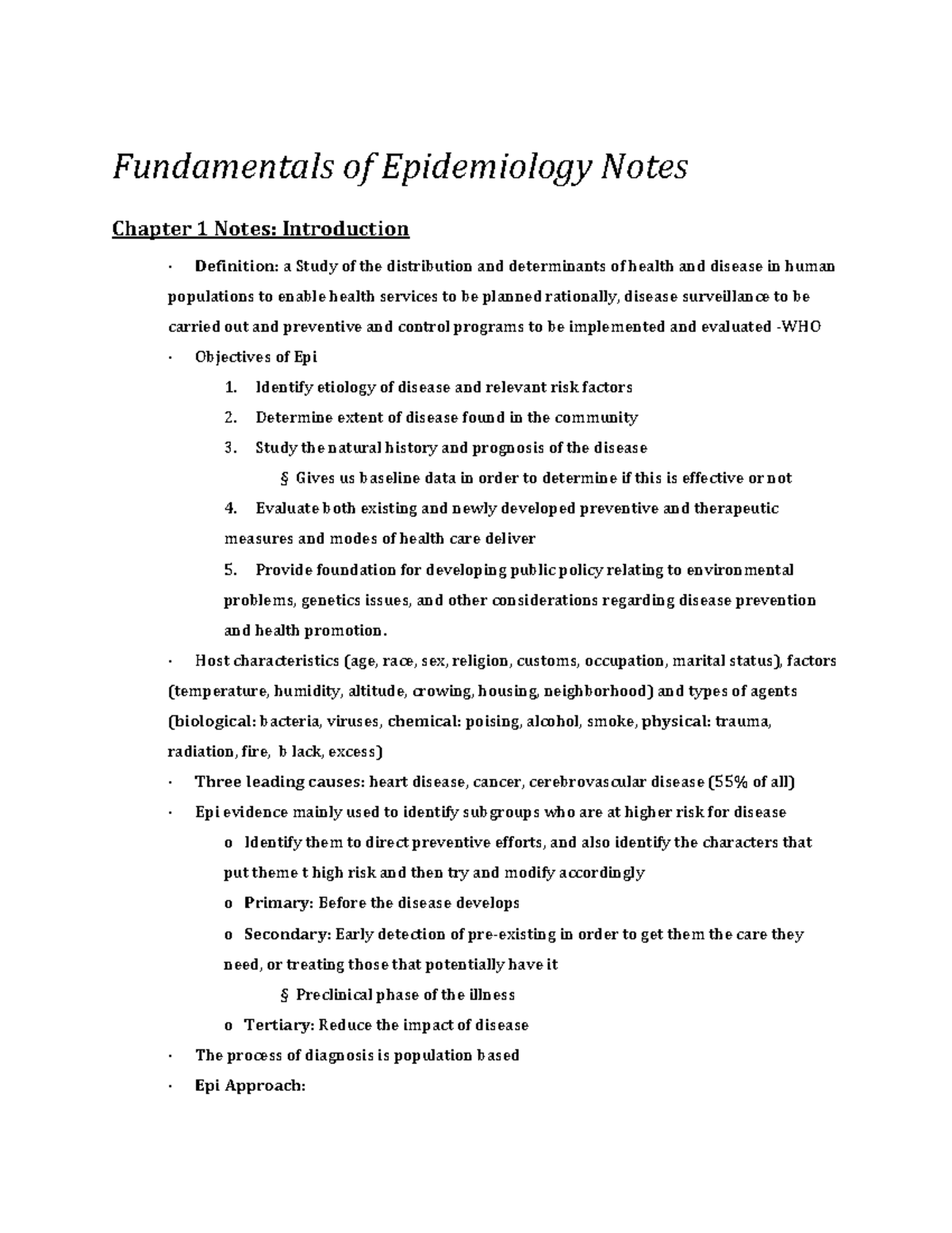 Epi Master Notes - Fundamentals of Epidemiology Notes Chapter 1 Notes ...