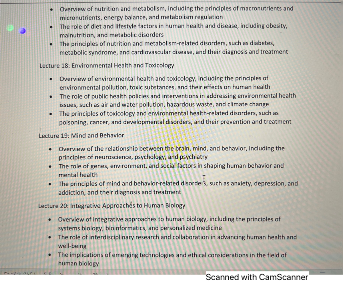 Human bio4 - Lecture note topics Study guide material Main topics - Studocu