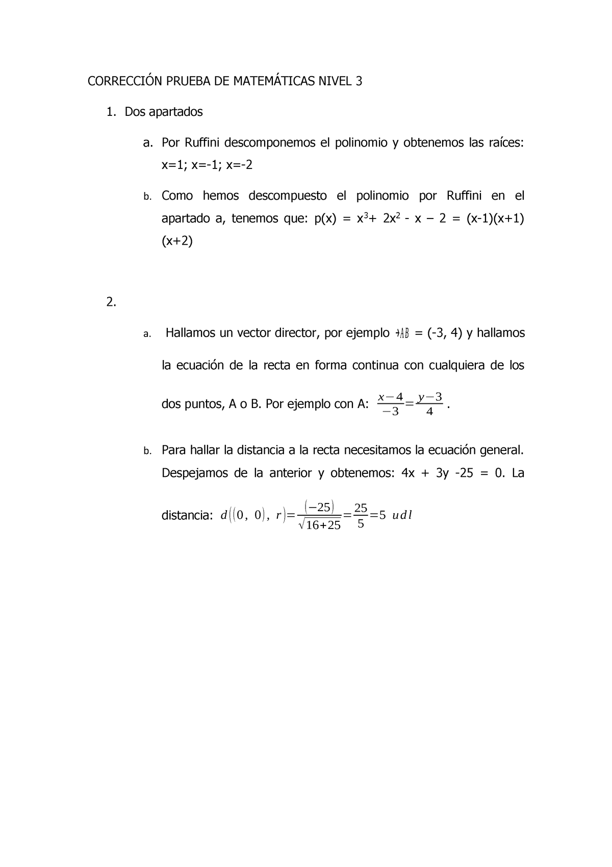 Corrector Matemá Ticas Nivel 3 CorrecciÓn Prueba De MatemÁticas Nivel 3 Dos Apartados A Por 4231