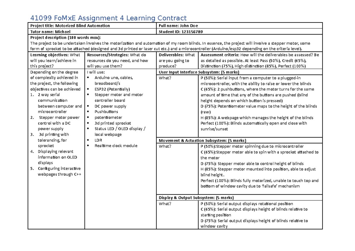 Fo Mx E A4 Learning Contract Template (updated 20211013) - 41099 FoMxE ...