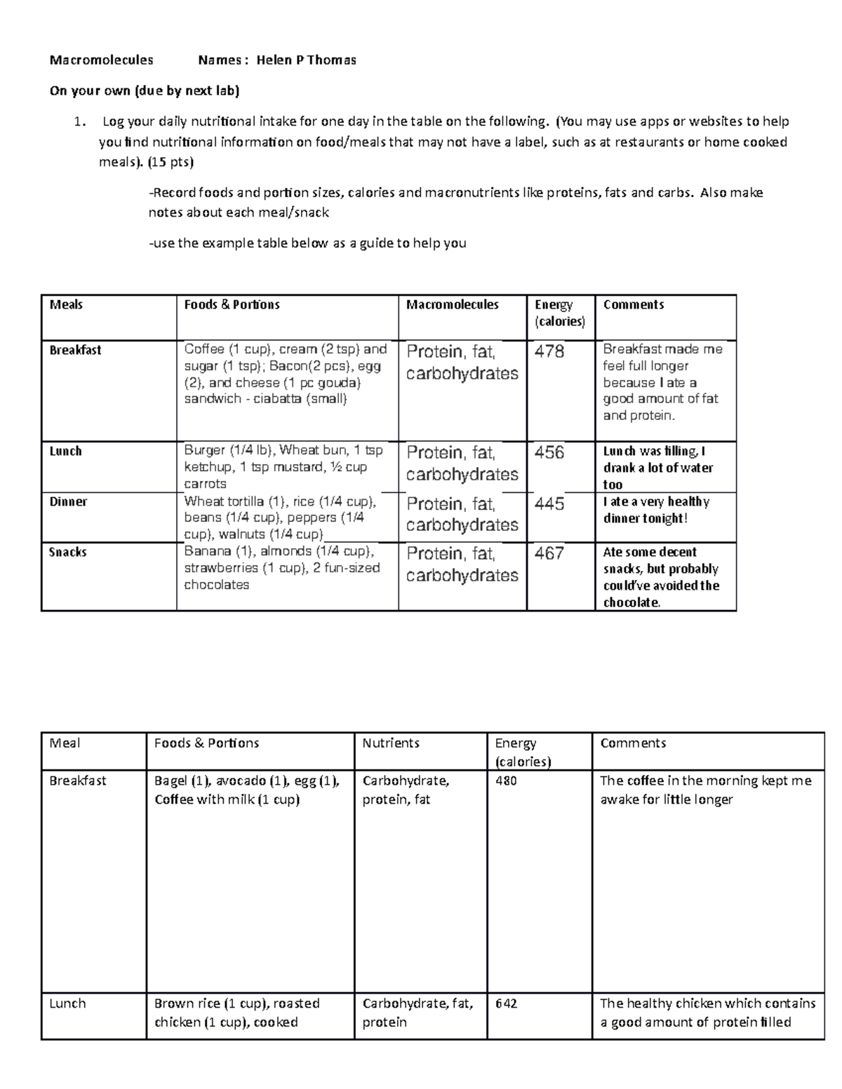 Macromolecule+activity-On+your+own+homework+ - Macromolecules Names ...