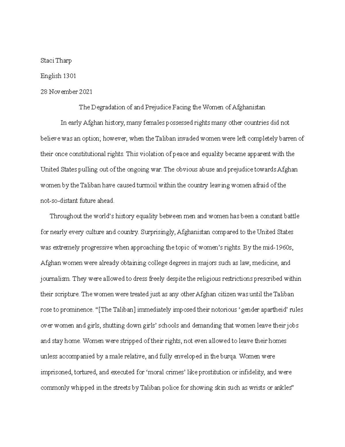 Essay - Staci Tharp, persuasive, EXAMPLE ONLY - Staci Tharp English ...